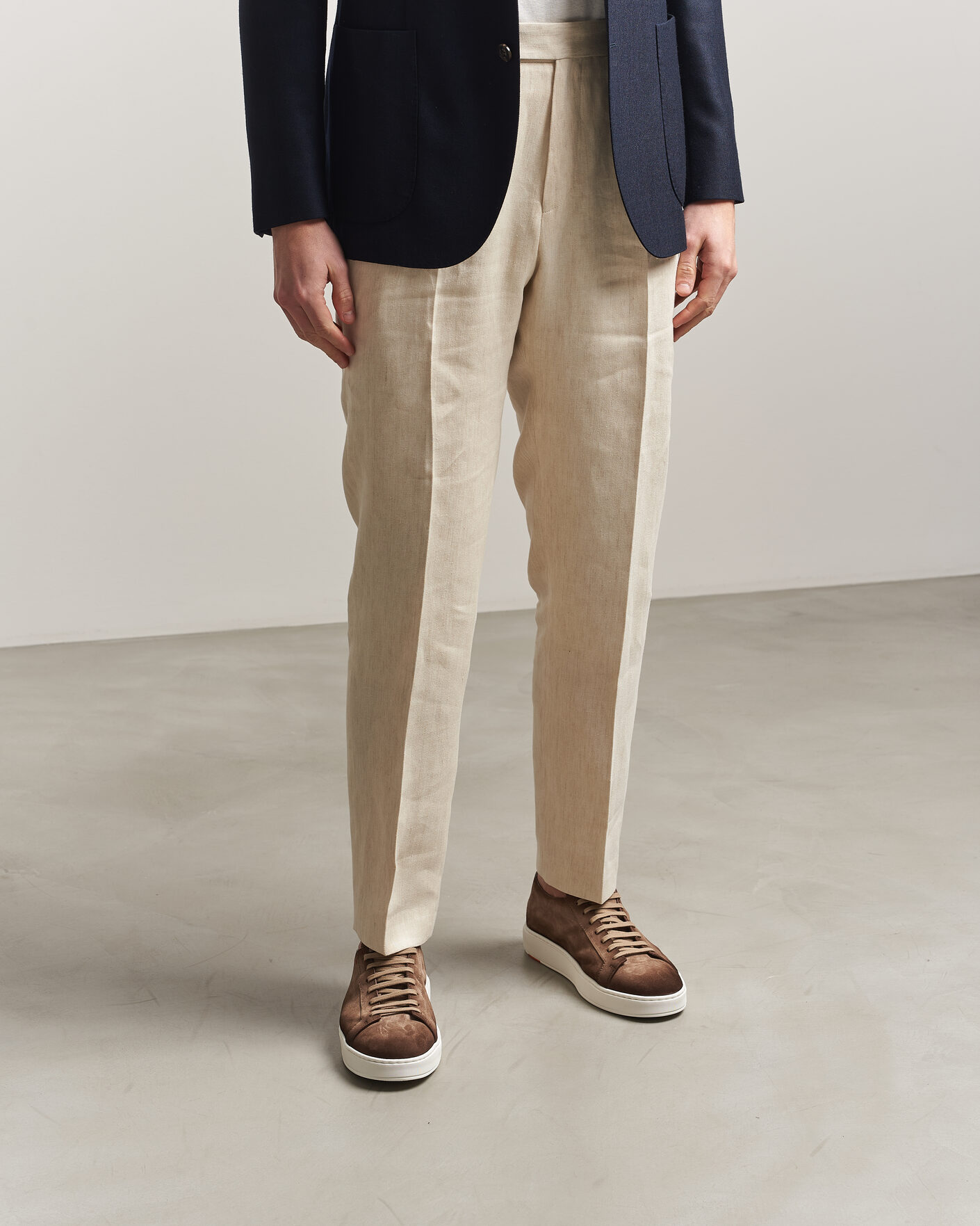 Herren | Sneaker | Santoni | Cleanic Silk Suede Sneakers Dark Brown