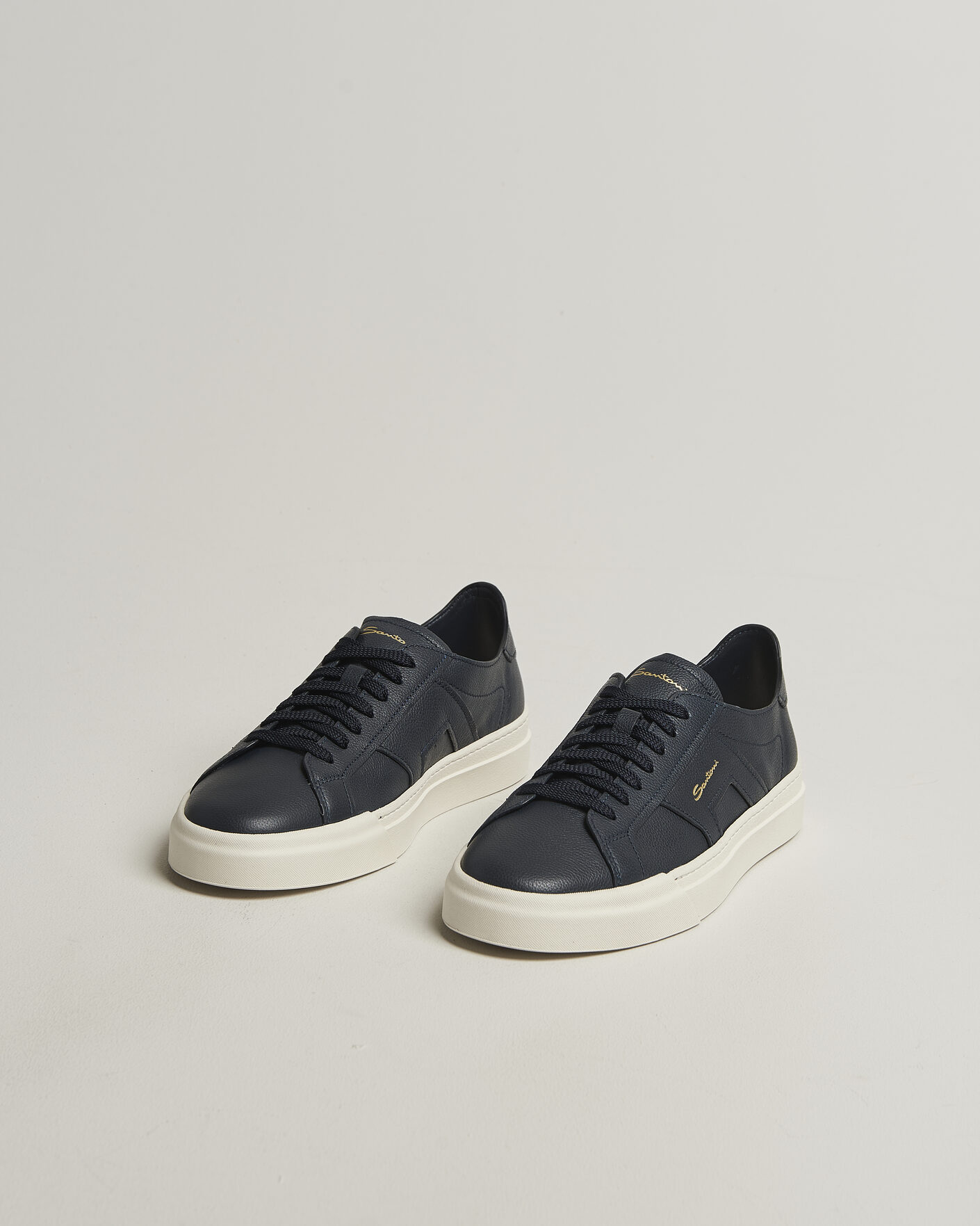 Herren | Sneaker | Santoni | Double Buckle Sneakers Navy Calf