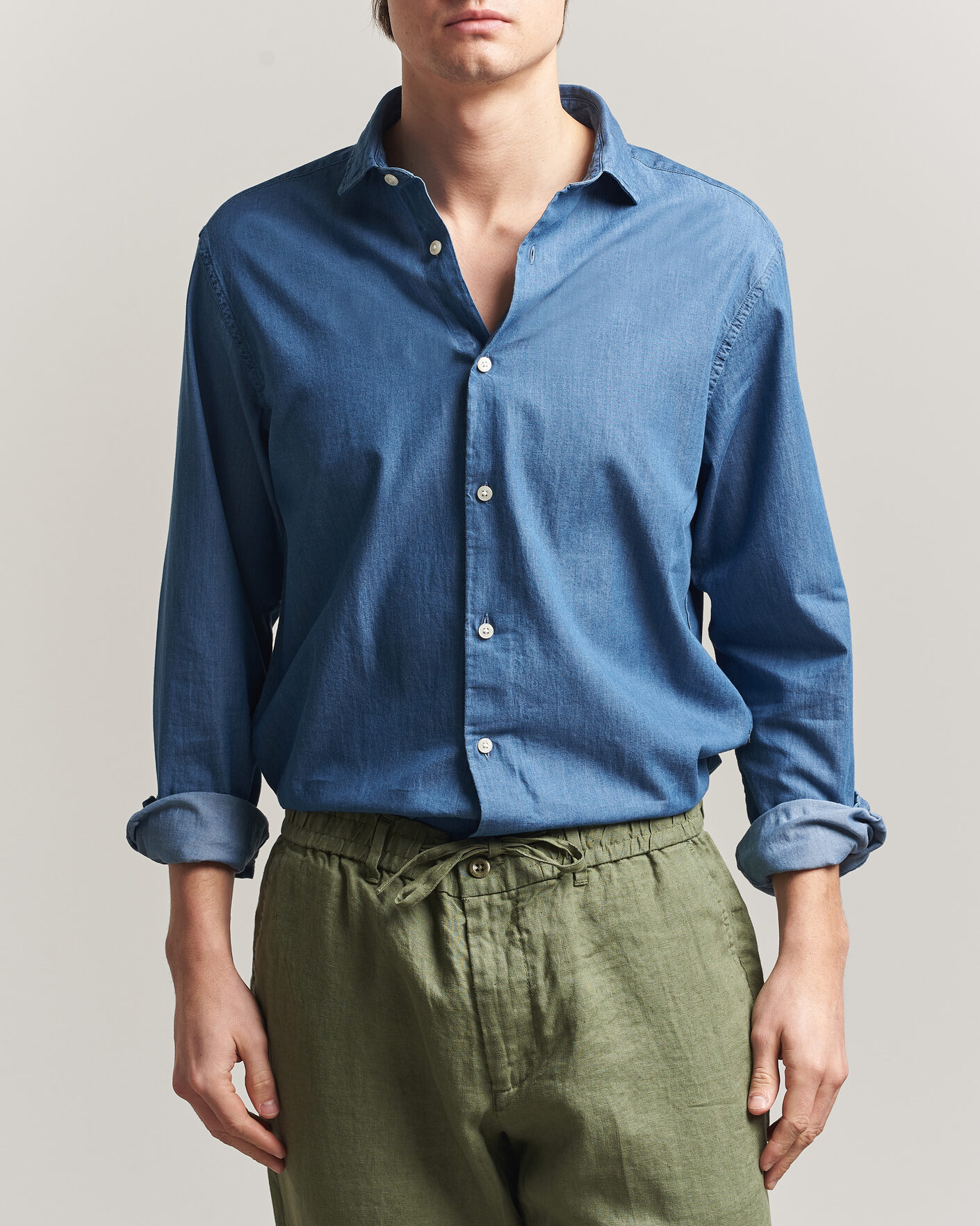 Herren | Hemden | Gant | Regular Fit Indigo Twill Shirt Semi Light Blue