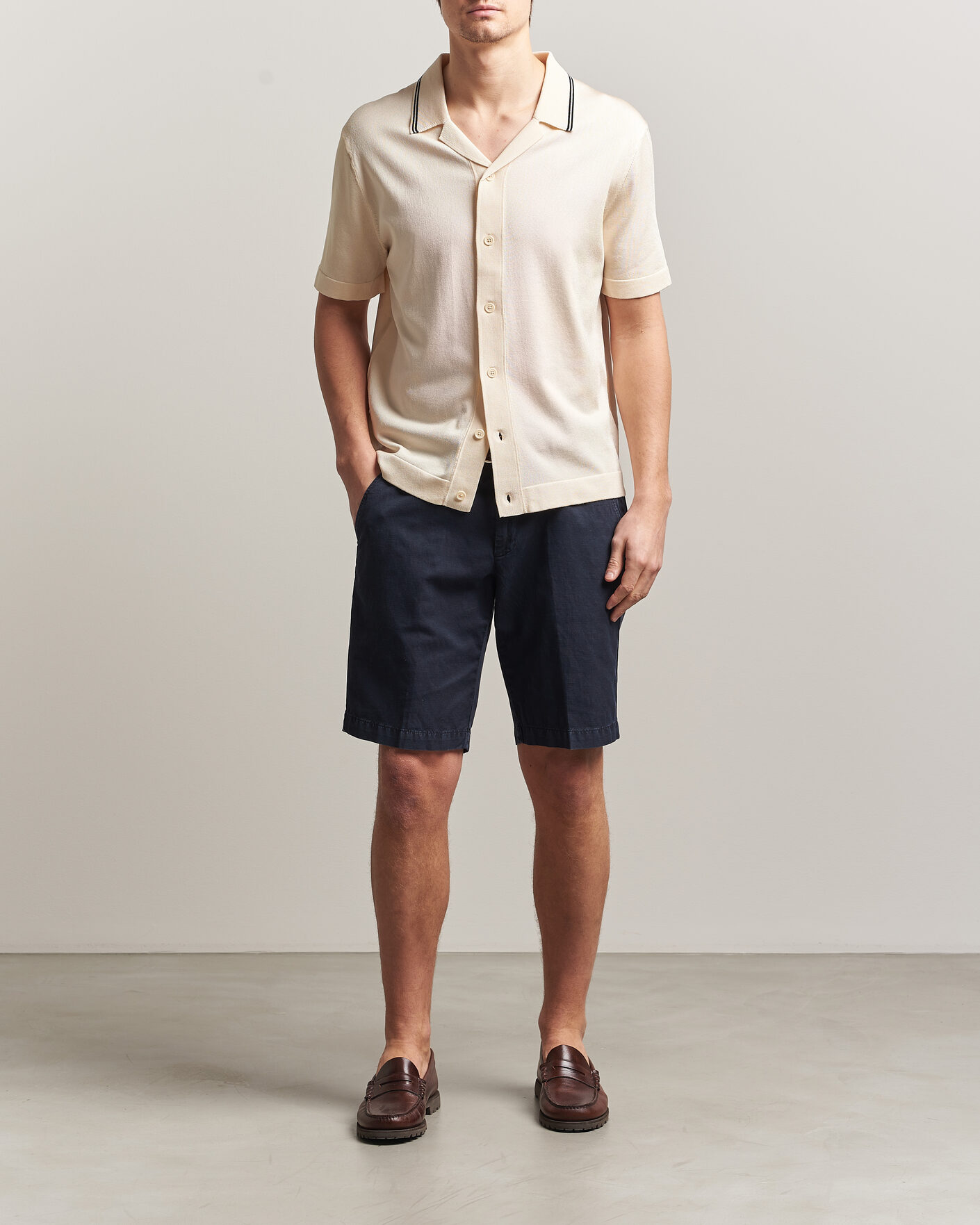 Herren | Hemden | GANT | Knitted Resort Collar Shirt Creamed White