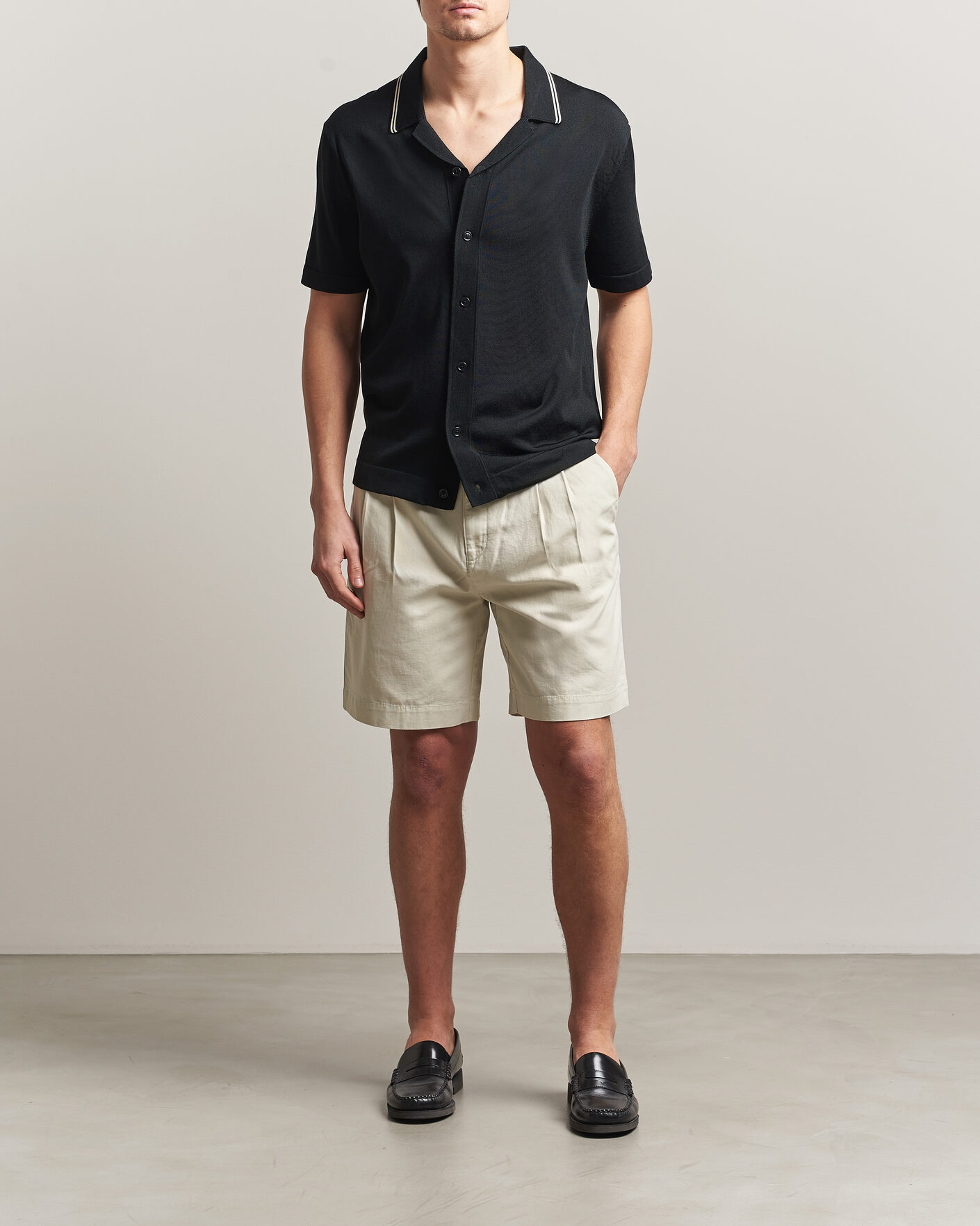 Herren | Hemden | GANT | Knitted Resort Collar Shirt Black