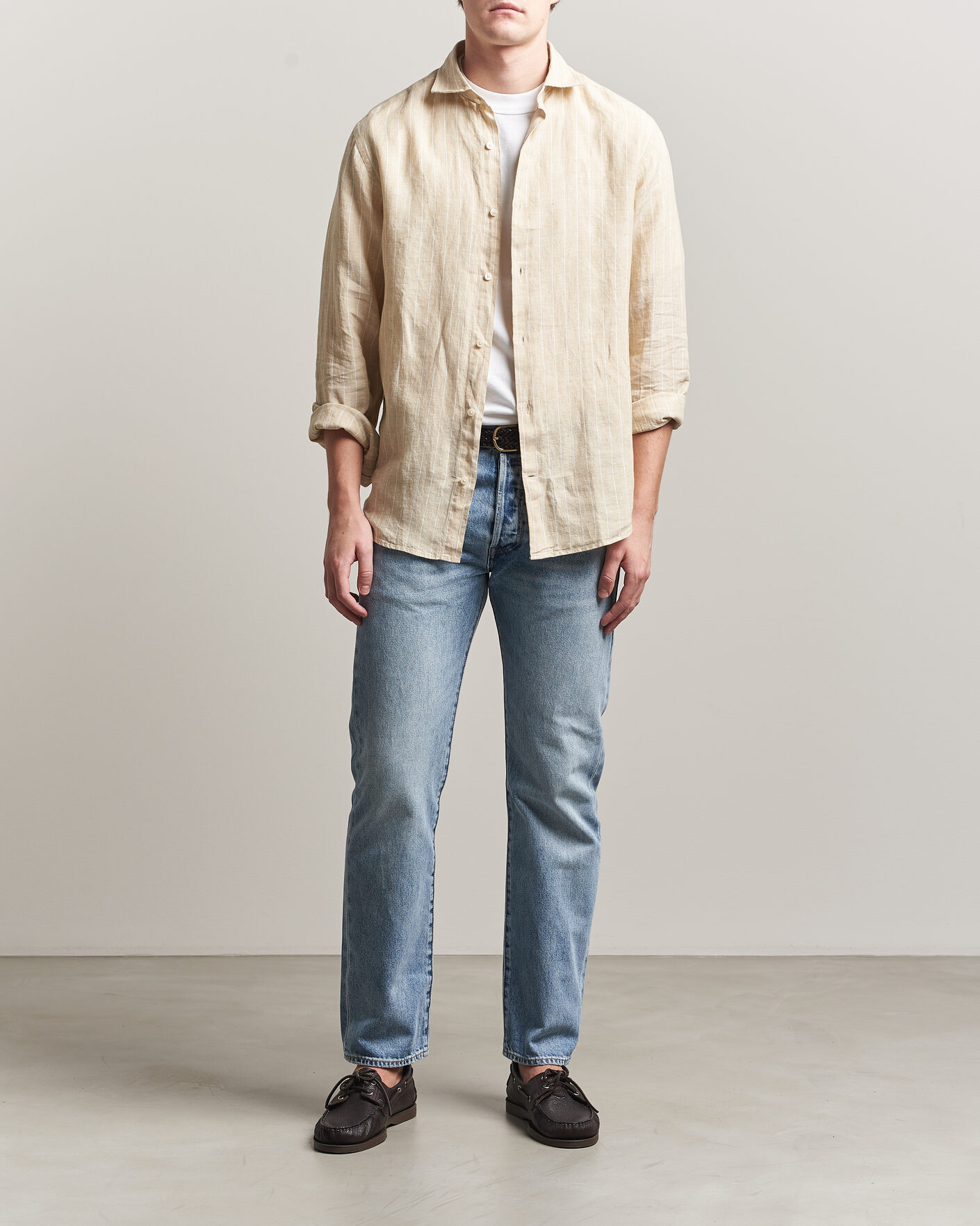 Herren | Hemden | Gant | Regular Fit Linen Striped Shirt Oat Beige
