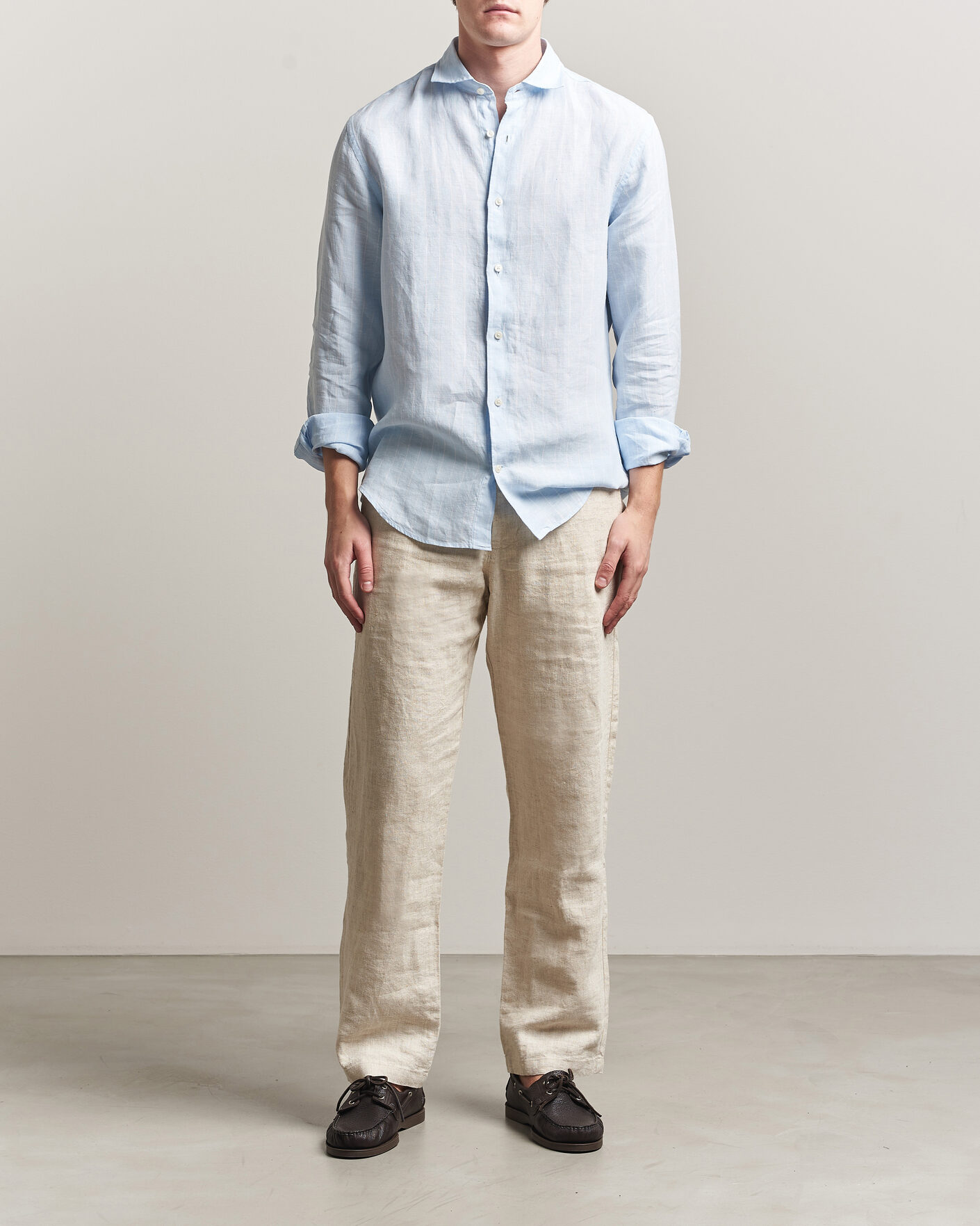 Herren | Hemden | Gant | Regular Fit Linen Striped Shirt Sky Blue