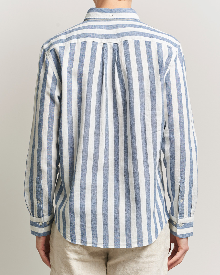 Herren | Hemden | Gant | Regular Fit Linen/Cotton Striped Shirt Vintage Blue