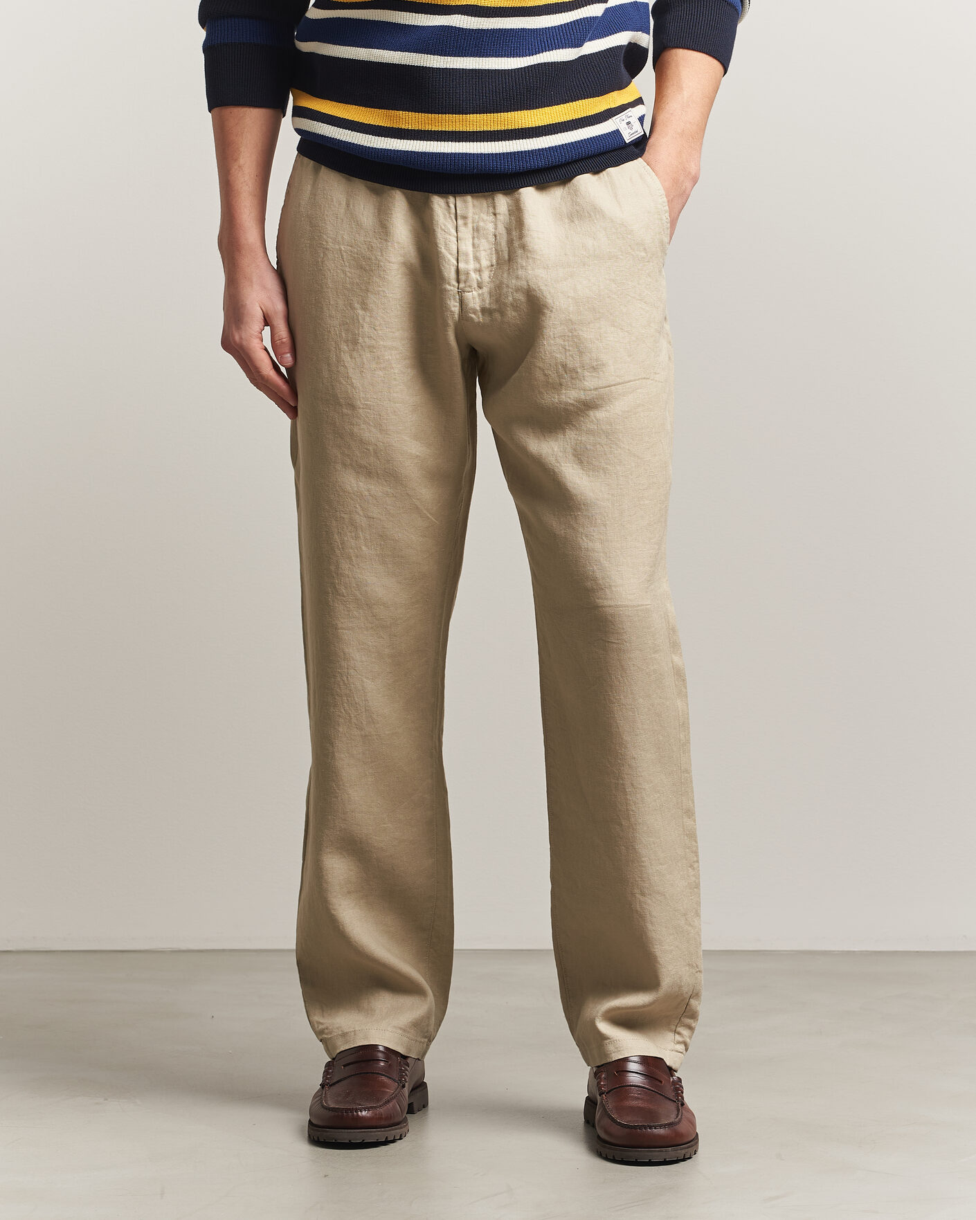 Herren | Hosen | Gant | Regular Fit Linen Drawstring Pants Oat Beige