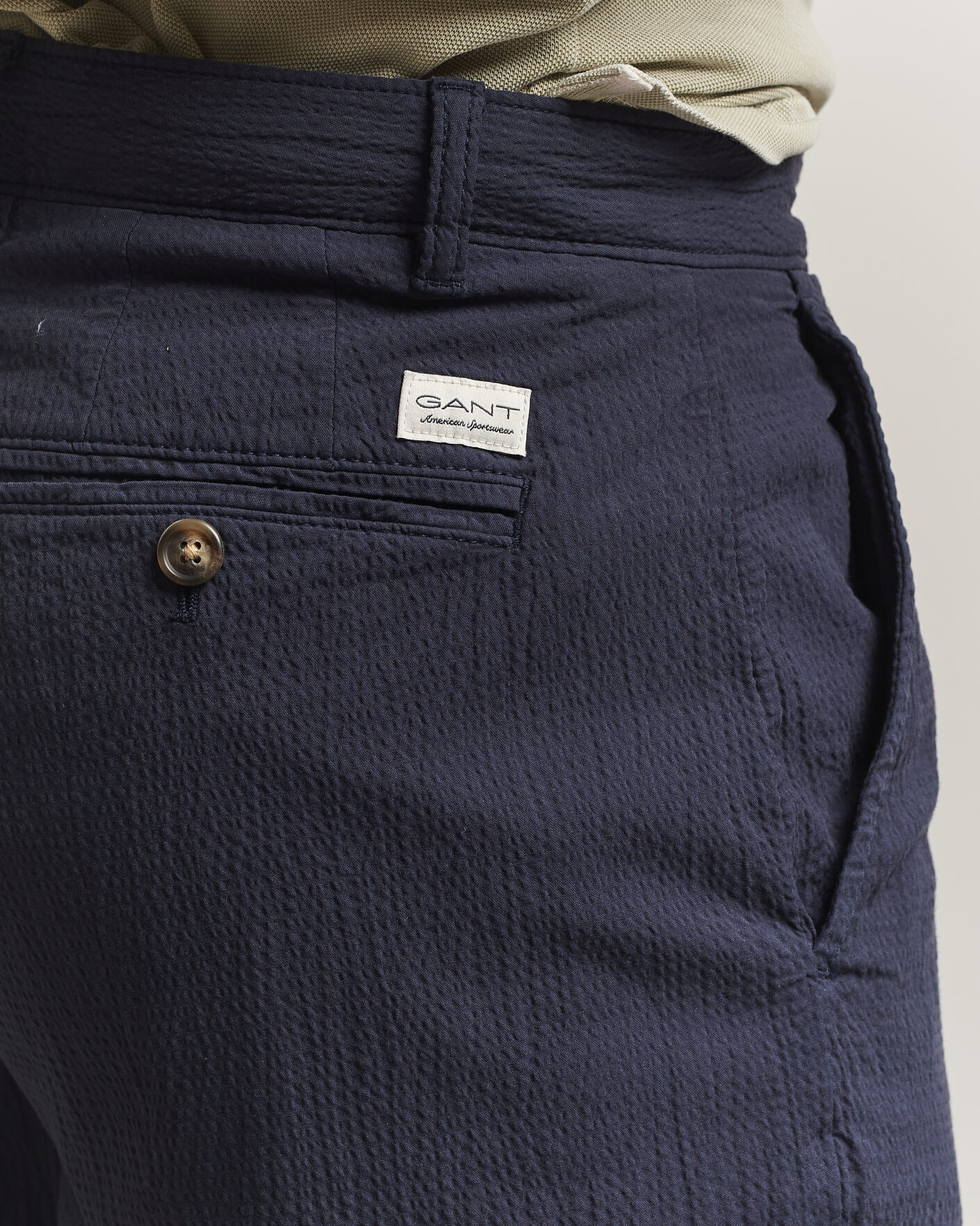 Herren | Hosen | Gant | Regular Fit Garment Dyed Seersucker Pants Evening Blue
