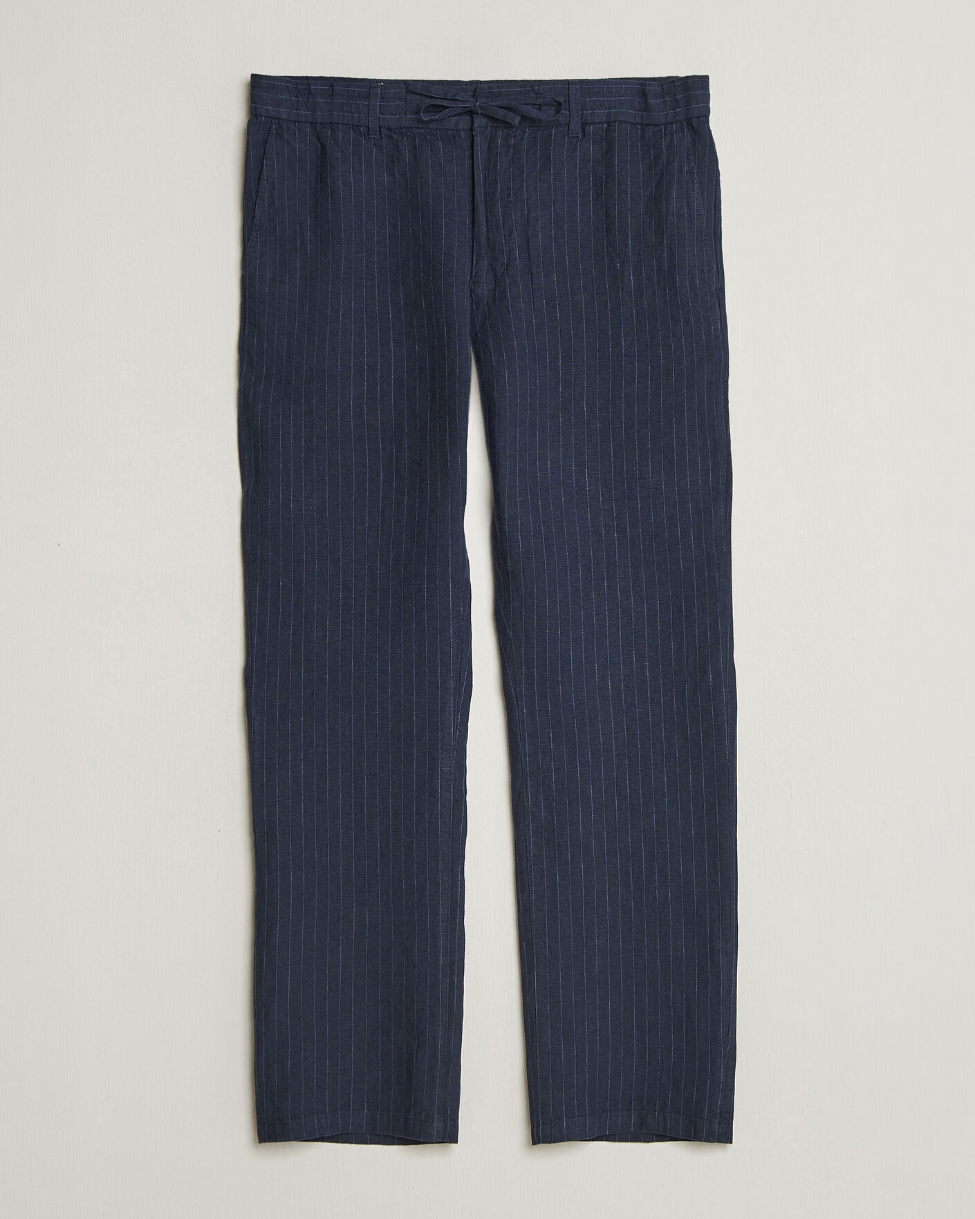 Herren | Hosen | Gant | Regular Fit Stiped Linen Drawstring Pants Evening Blue