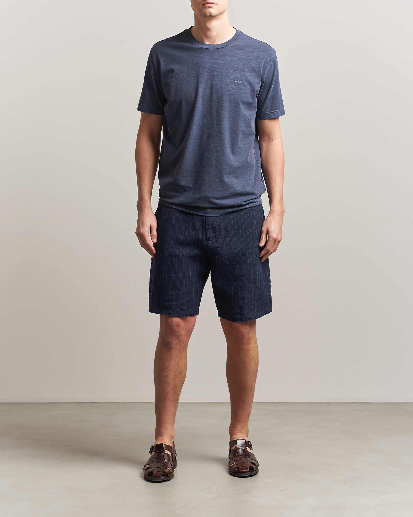 Herren | Shorts | Gant | Regular Fit Striped Linen Drawstring Shorts Evening Blue