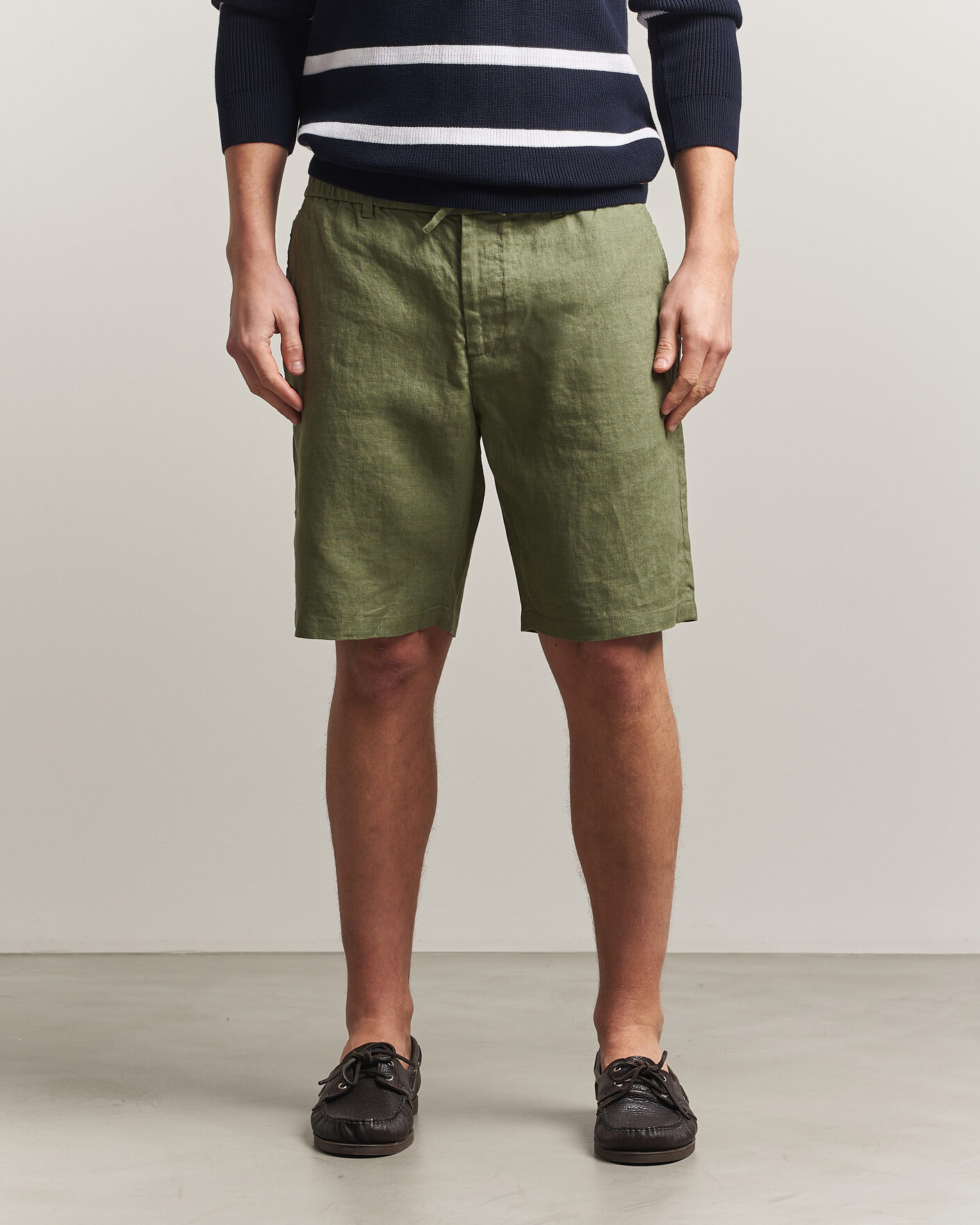 Herren | Shorts | Gant | Regular Fit Linen Drawstring Shorts Dry Herb Green