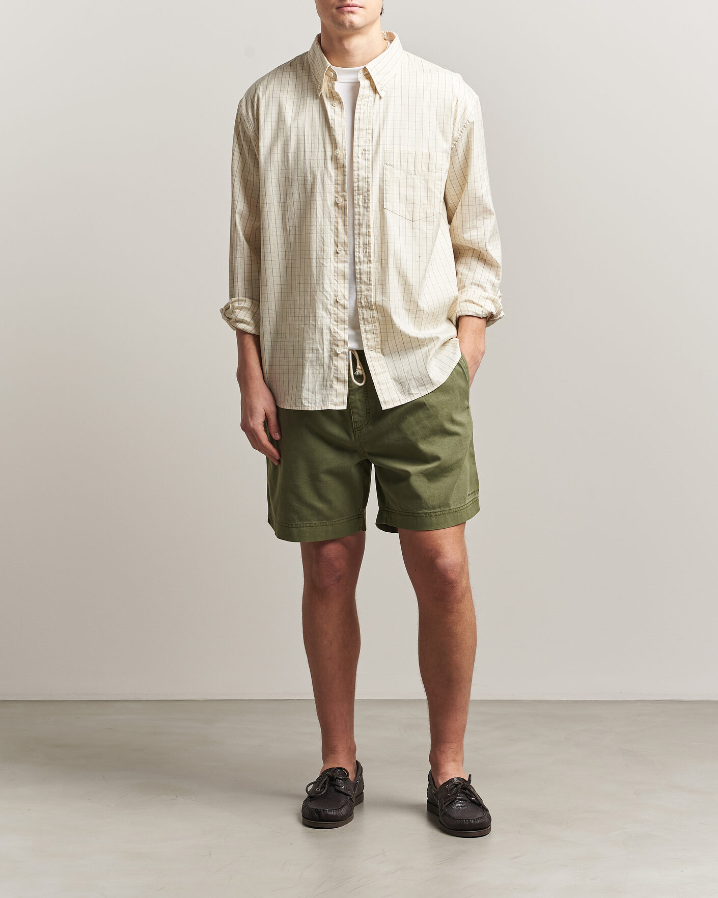 Herren | Shorts | Gant | Regular Fit Sunfaded Drawstring Dry Herb Green