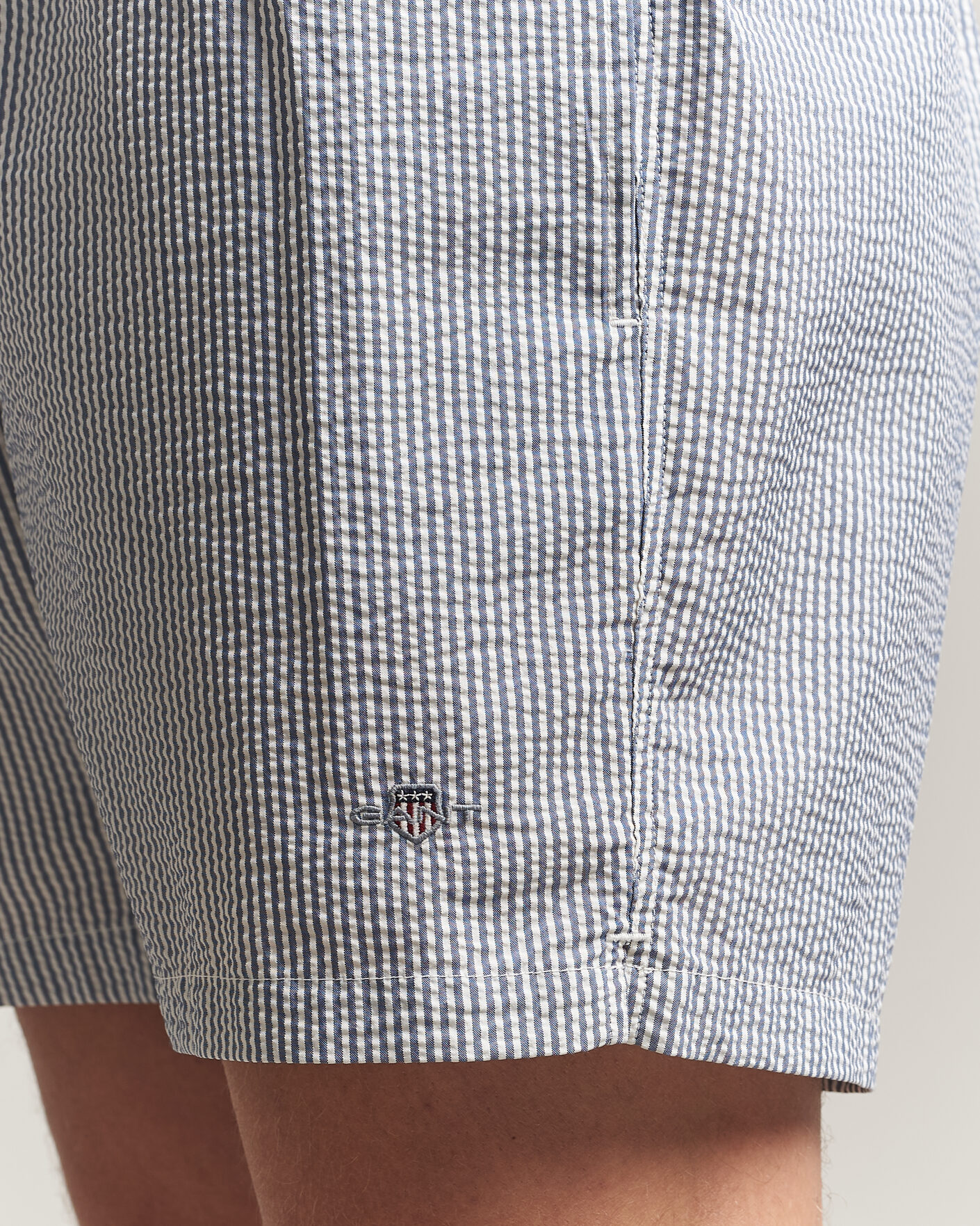 Herren | Badehosen | Gant | Seersucker Striped Swimshorts Vintage Blue