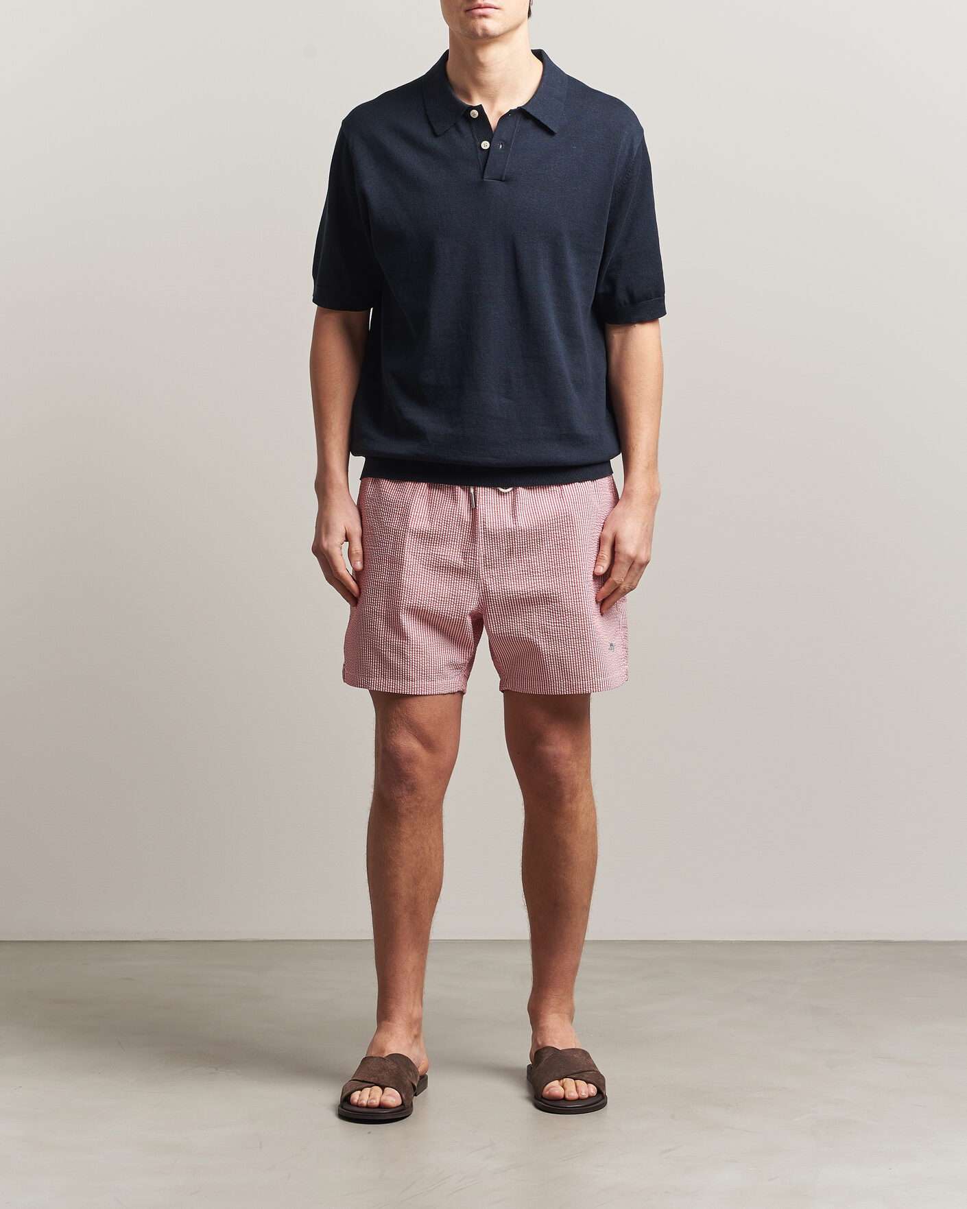 Herren | Badehosen | Gant | Seersucker Striped Swimshorts Rose Red