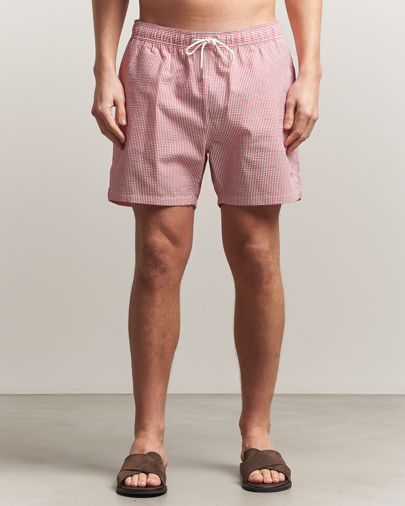 Herren | Badehosen | Gant | Seersucker Striped Swimshorts Rose Red