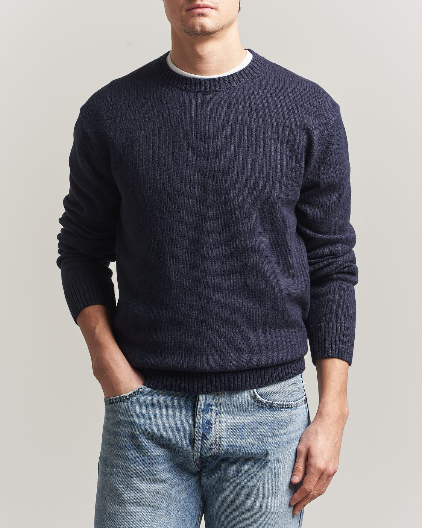 Herren | Pullover | Gant | Cotton/Cashmere Knitted Sweater Evening Blue