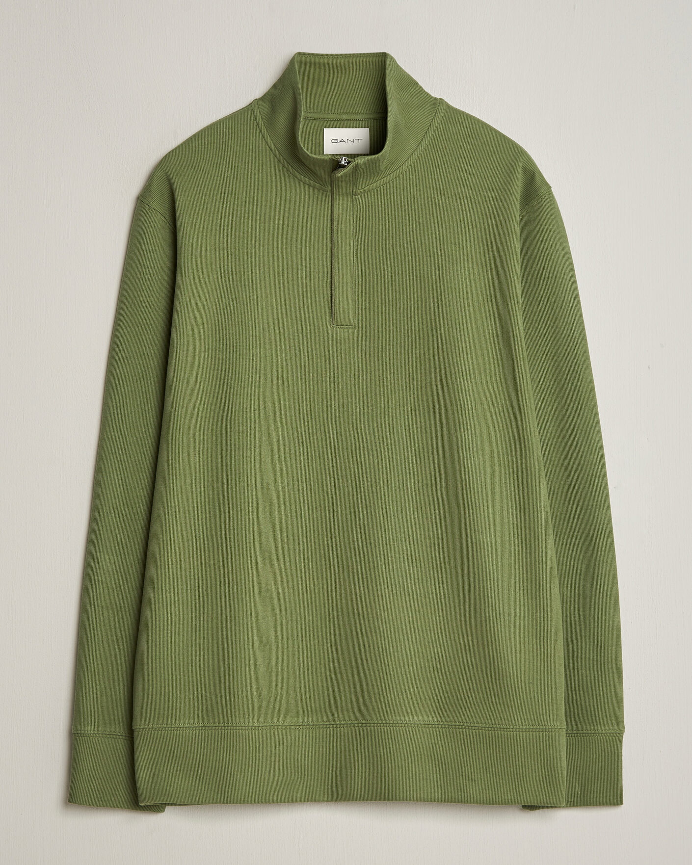 Herren | Pullover | Gant | Light Sacker Rib Half Zip Dry Herb Green