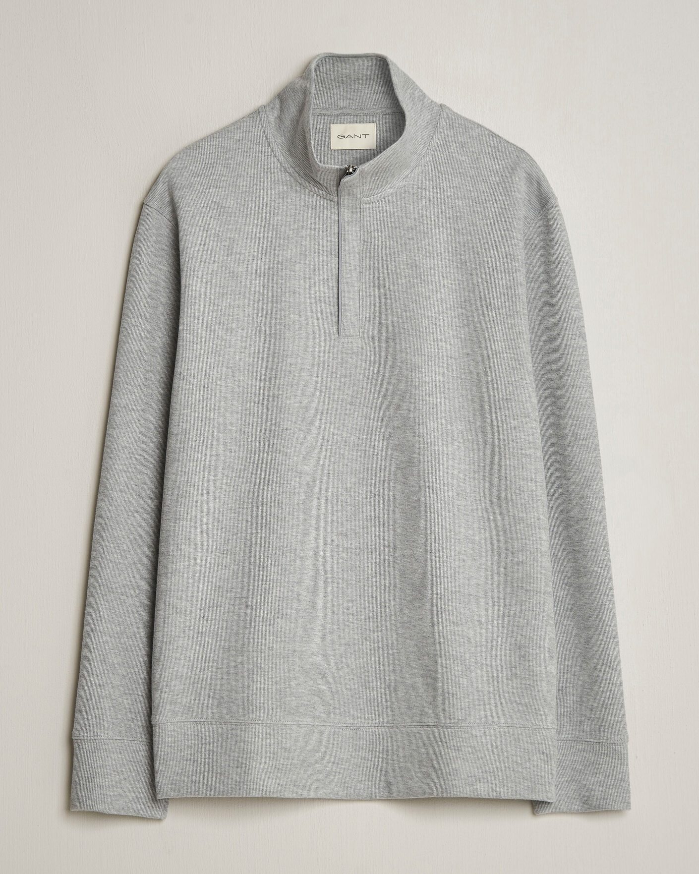 Herren | Pullover | GANT | Light Sacker Rib Half Zip Grey Melange