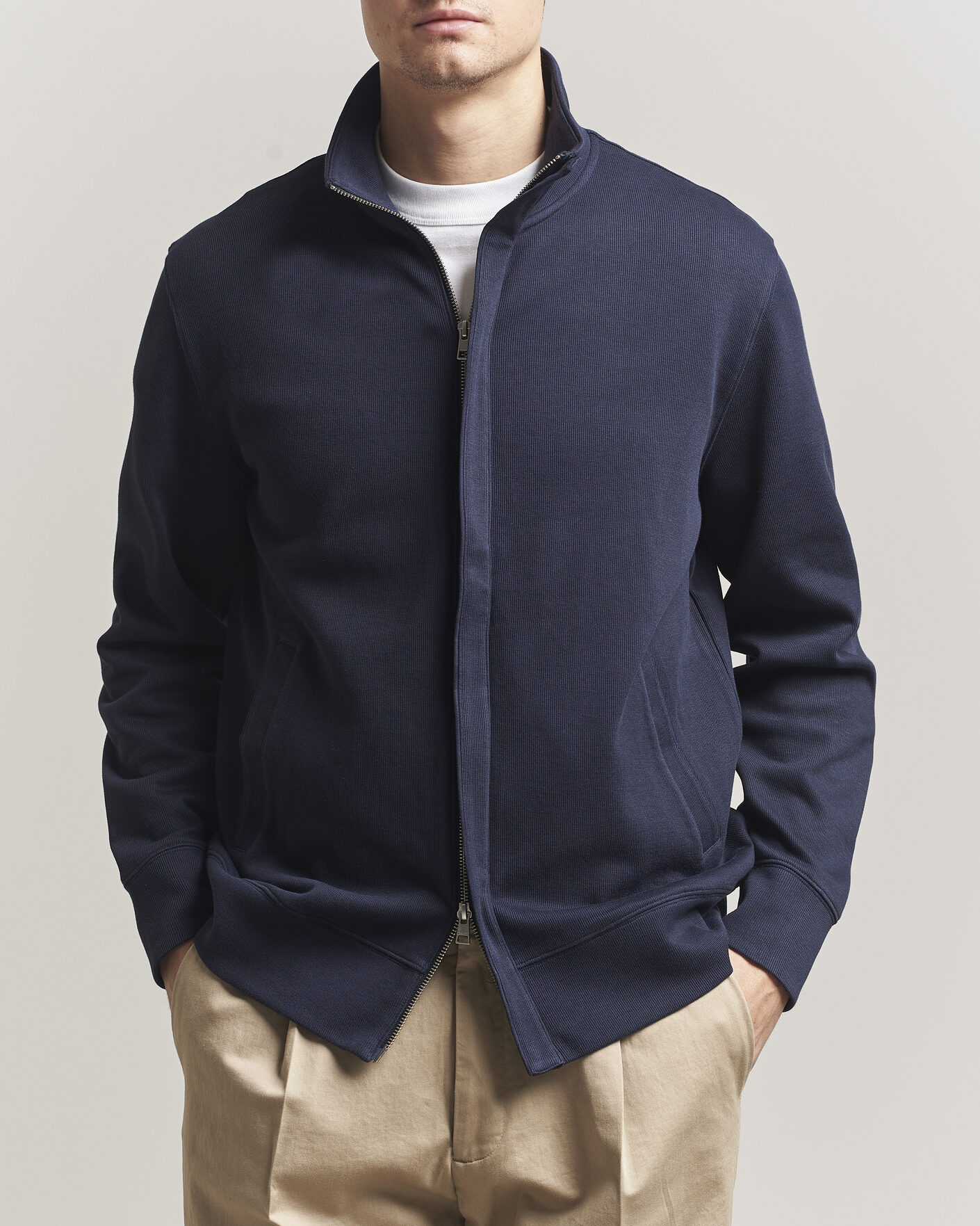 Herren | Pullover | Gant | Light Sacker Rib Full Zip Evening Blue