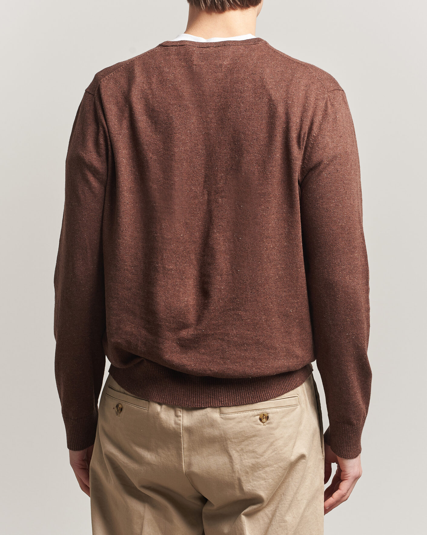 Herren | Pullover | Gant | Cotton/Linen Slub Knitted Sweater Hazelnut Melange