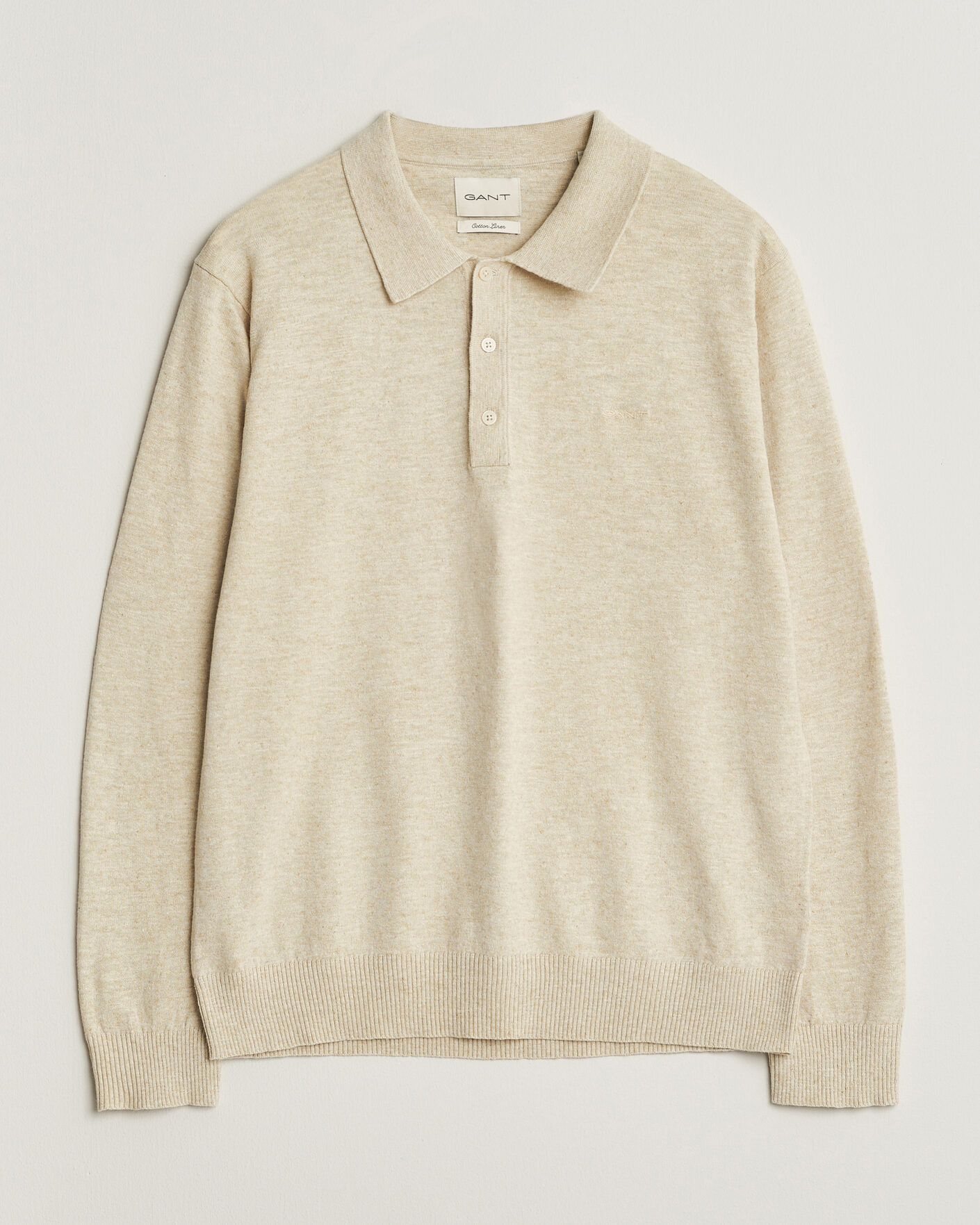 Herren | Pullover | Gant | Cotton/Linen Slub Knitted Polo Seed Melange
