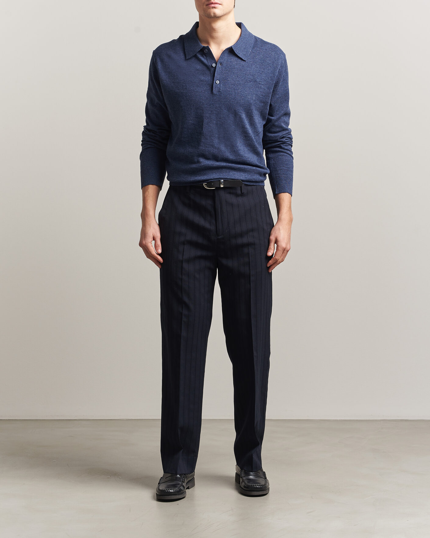 Herren | Pullover | Gant | Cotton/Linen Slub Knitted Polo Dark Indigo Melange
