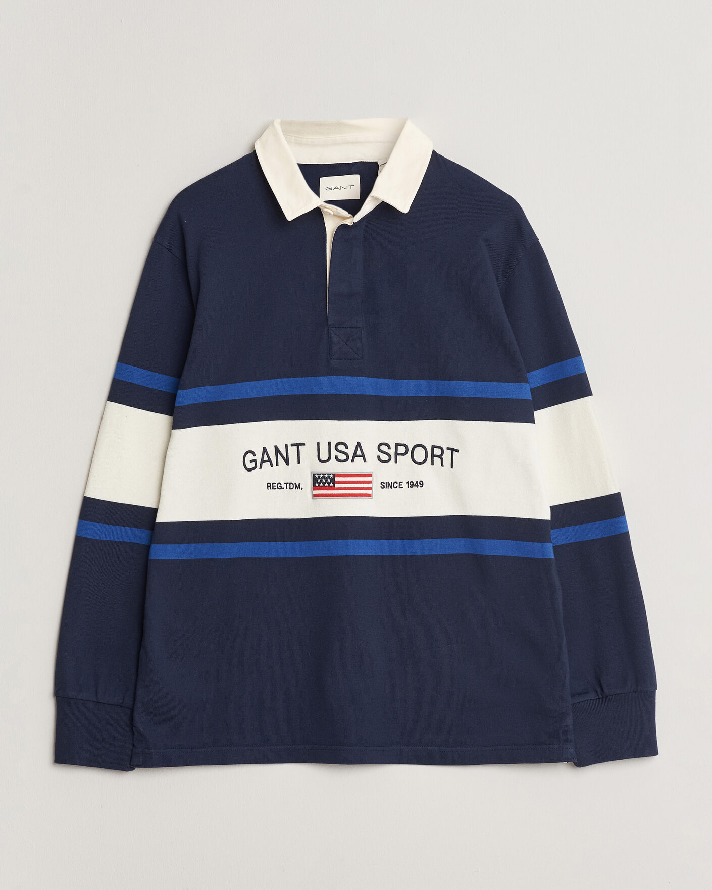 Herren | Pullover | GANT | Striped Rugger Evening Blue