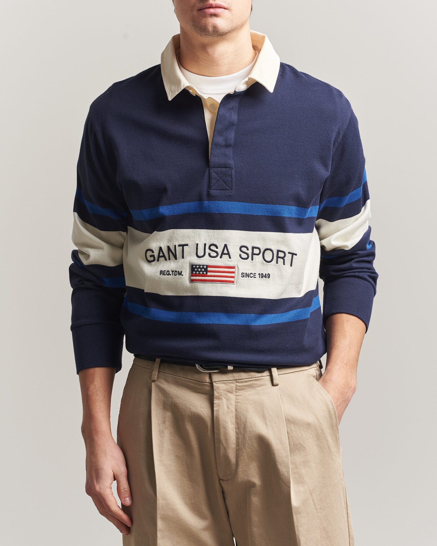 Herren | Pullover | Gant | Striped Rugger Evening Blue