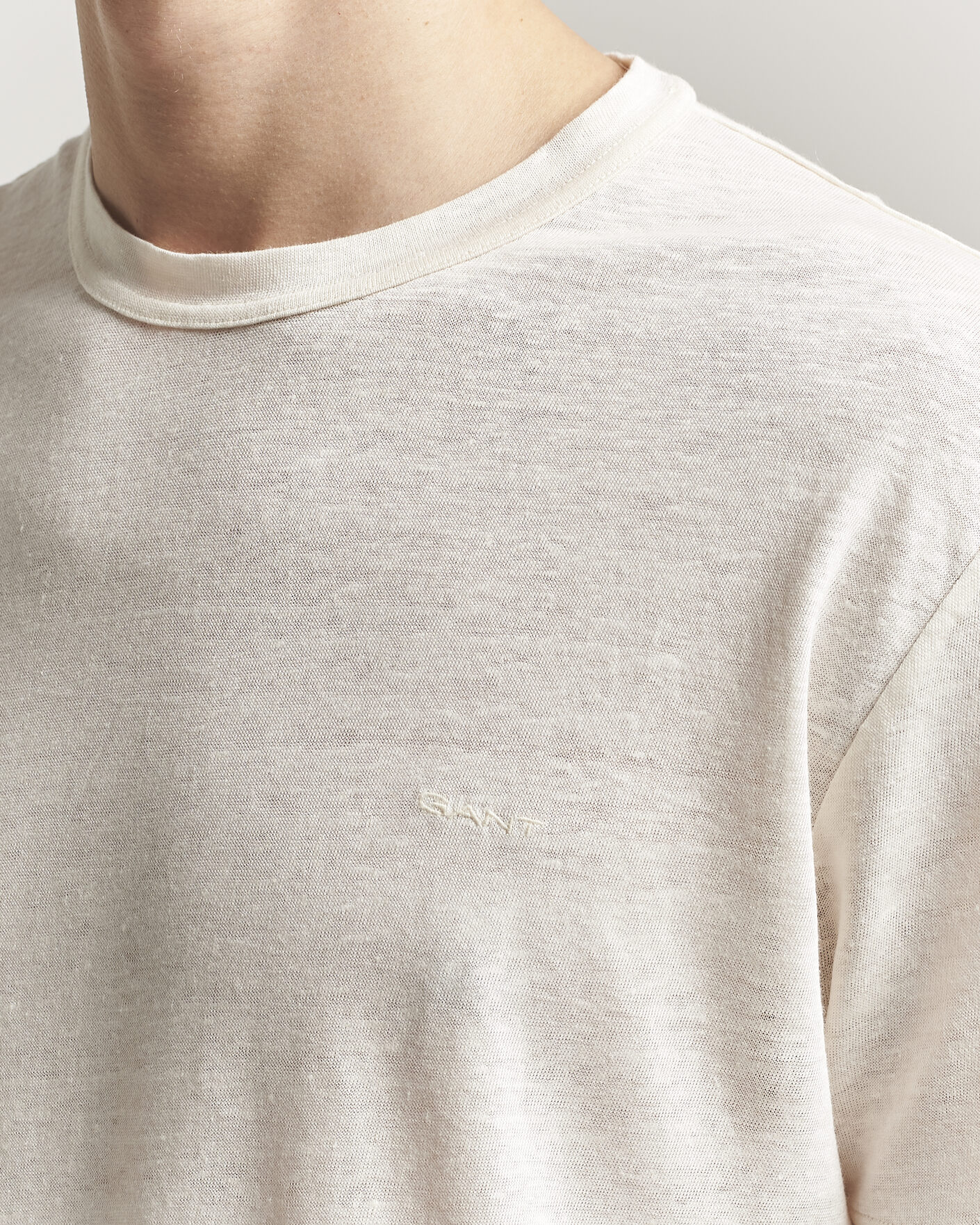 Herren | T-Shirts | GANT | Linen T-Shirt Creamed White