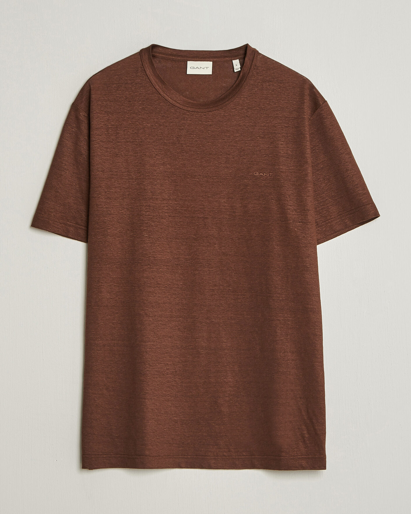 Herren | T-Shirts | GANT | Linen T-Shirt Mahogany Brown