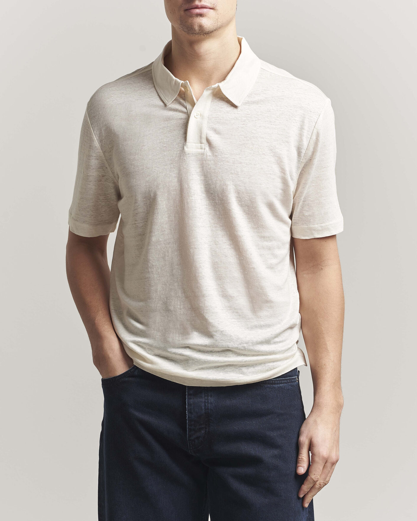 Herren | Poloshirts | GANT | Linen Polo Creamed White
