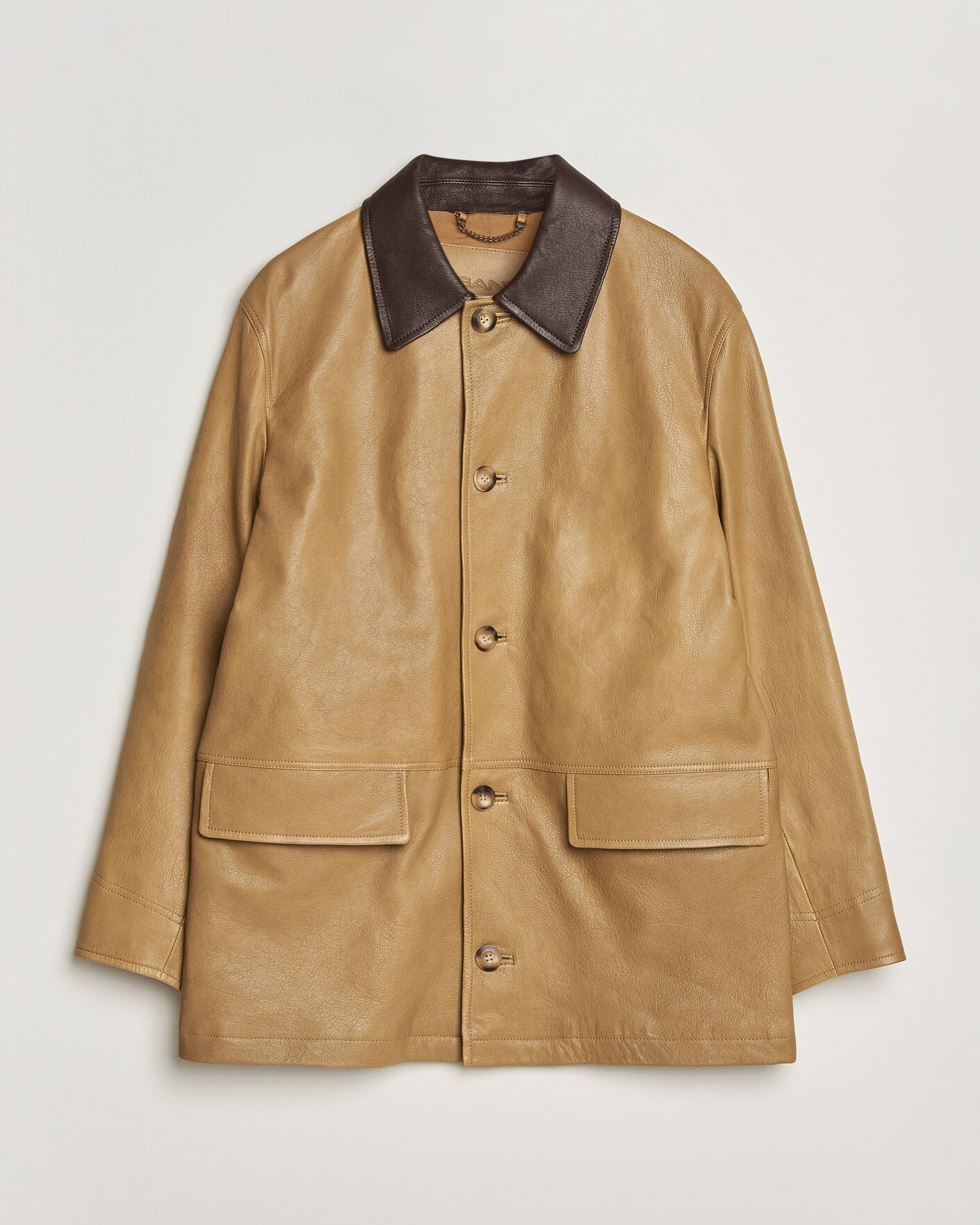 Herren | Jacken | GANT | Leather Decker Jacket Warm Khaki