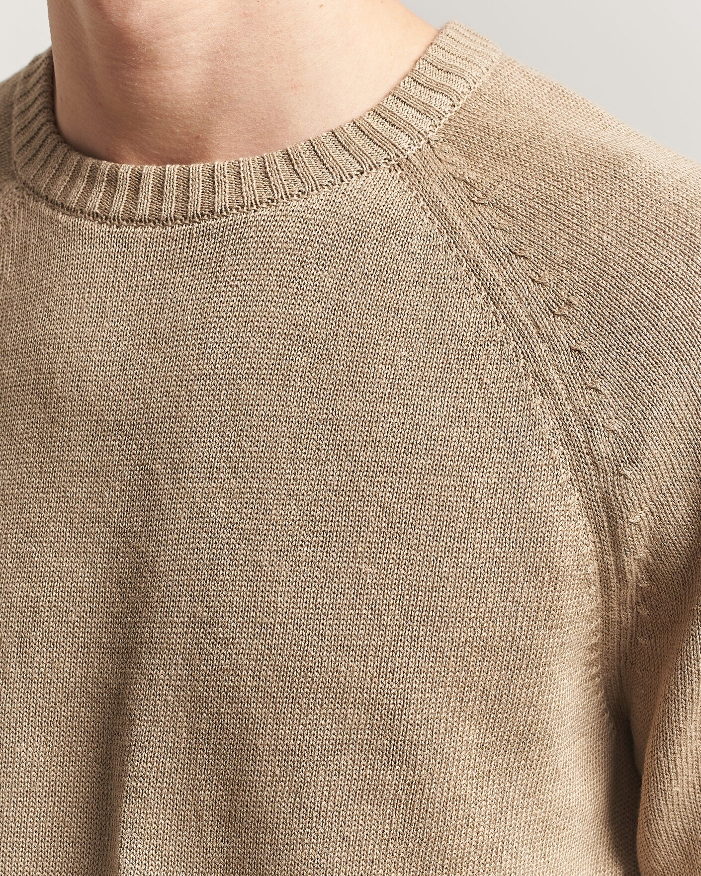 Herren | Pullover | GANT | Linen/Cotton Crew Neck Sweater Dark Khaki