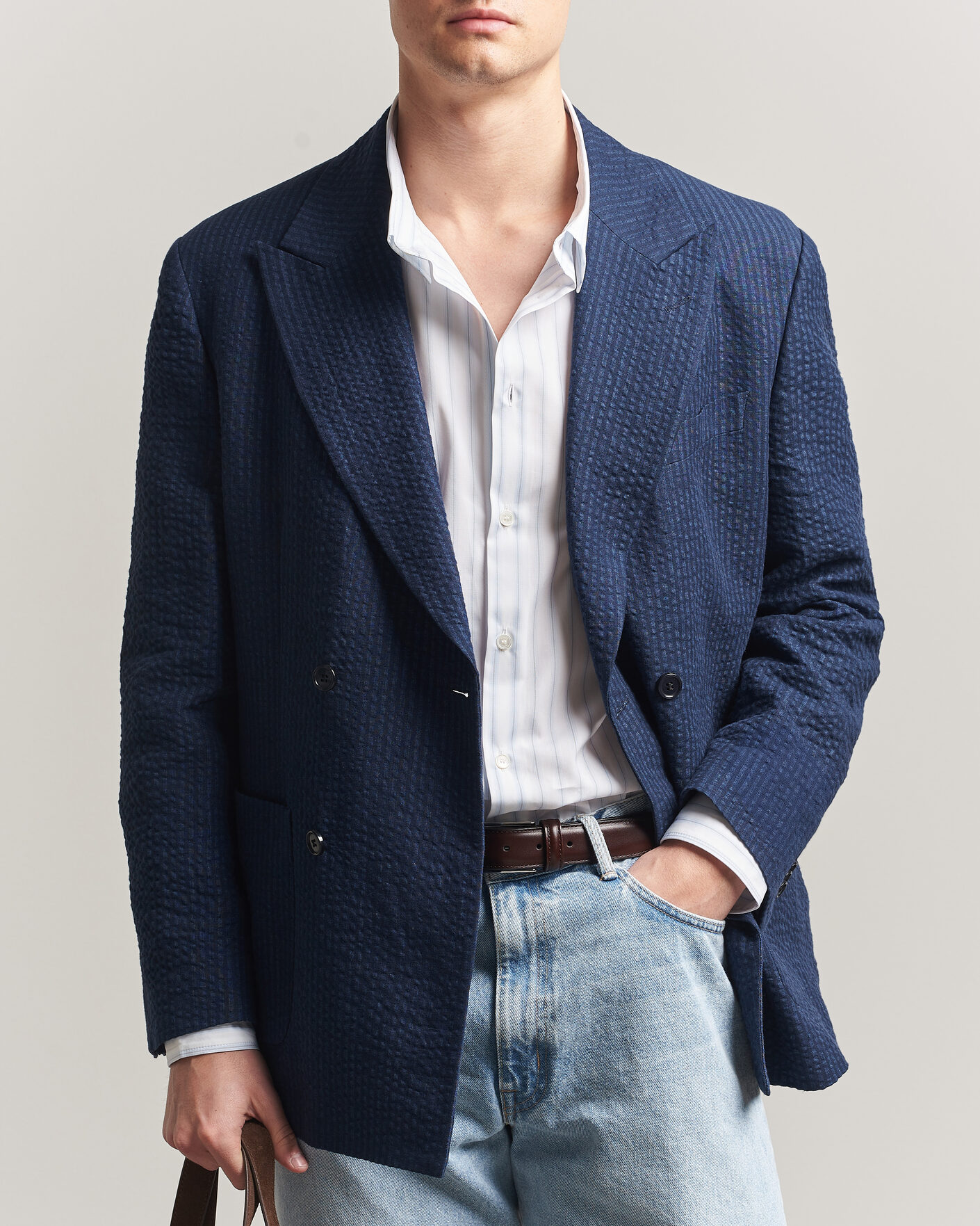 Herren | Sakkos | Gant | Linen Indigo Seersucker Blazer Bid Blue