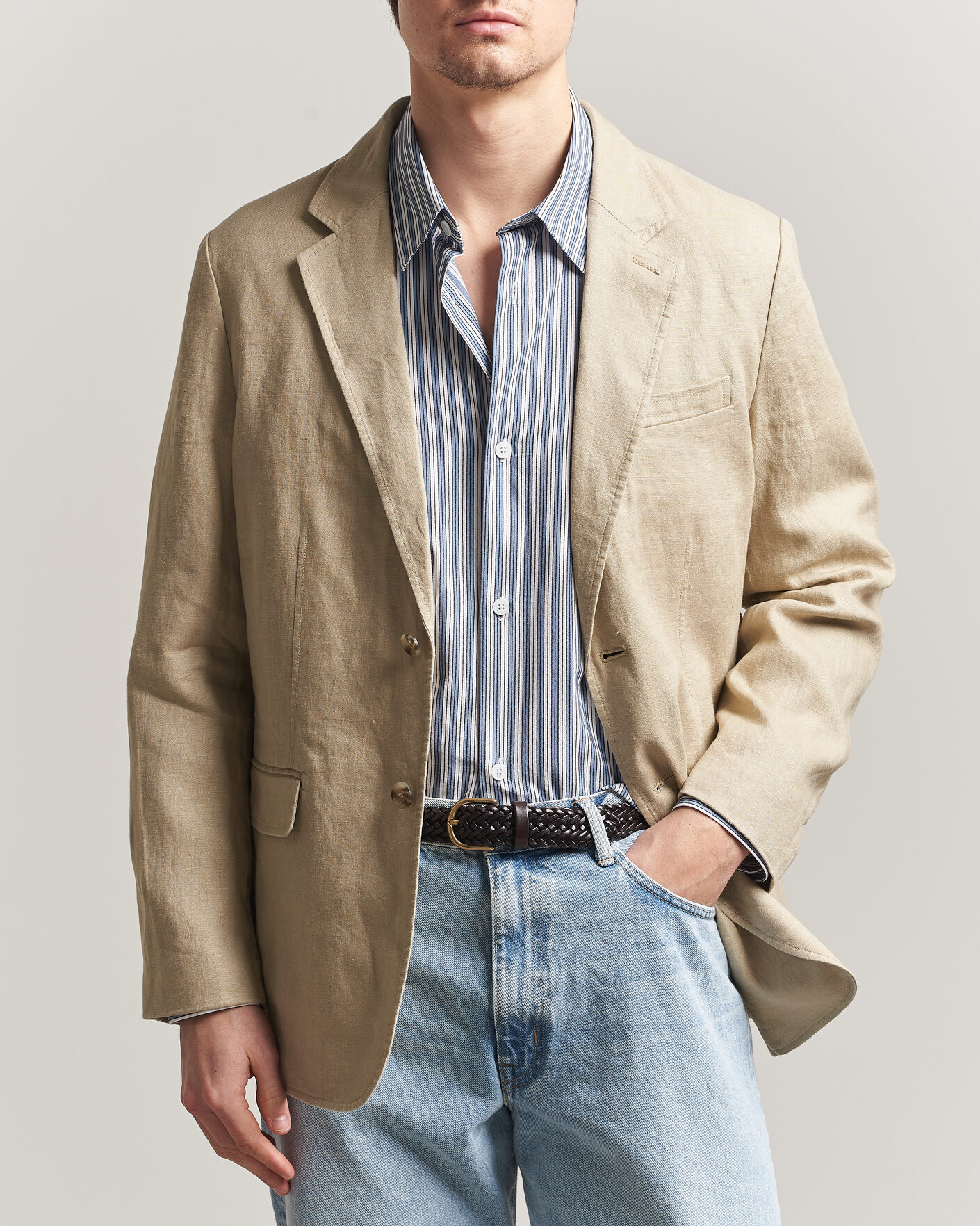 Herren | Sakkos | GANT | Garment Dyed Linen Blazer Oat Beige