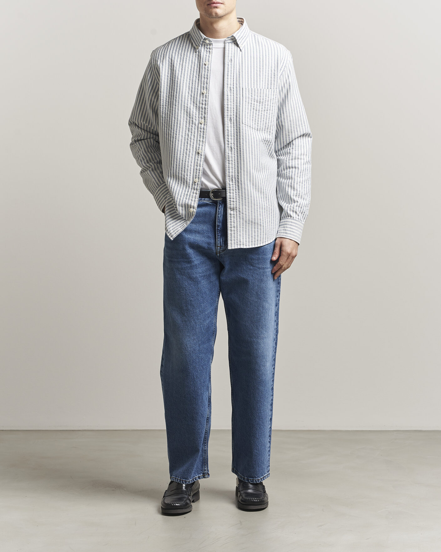 Herren | Hemden | Gant | Regular Fit Textured Striped Shirt Vintage Blue