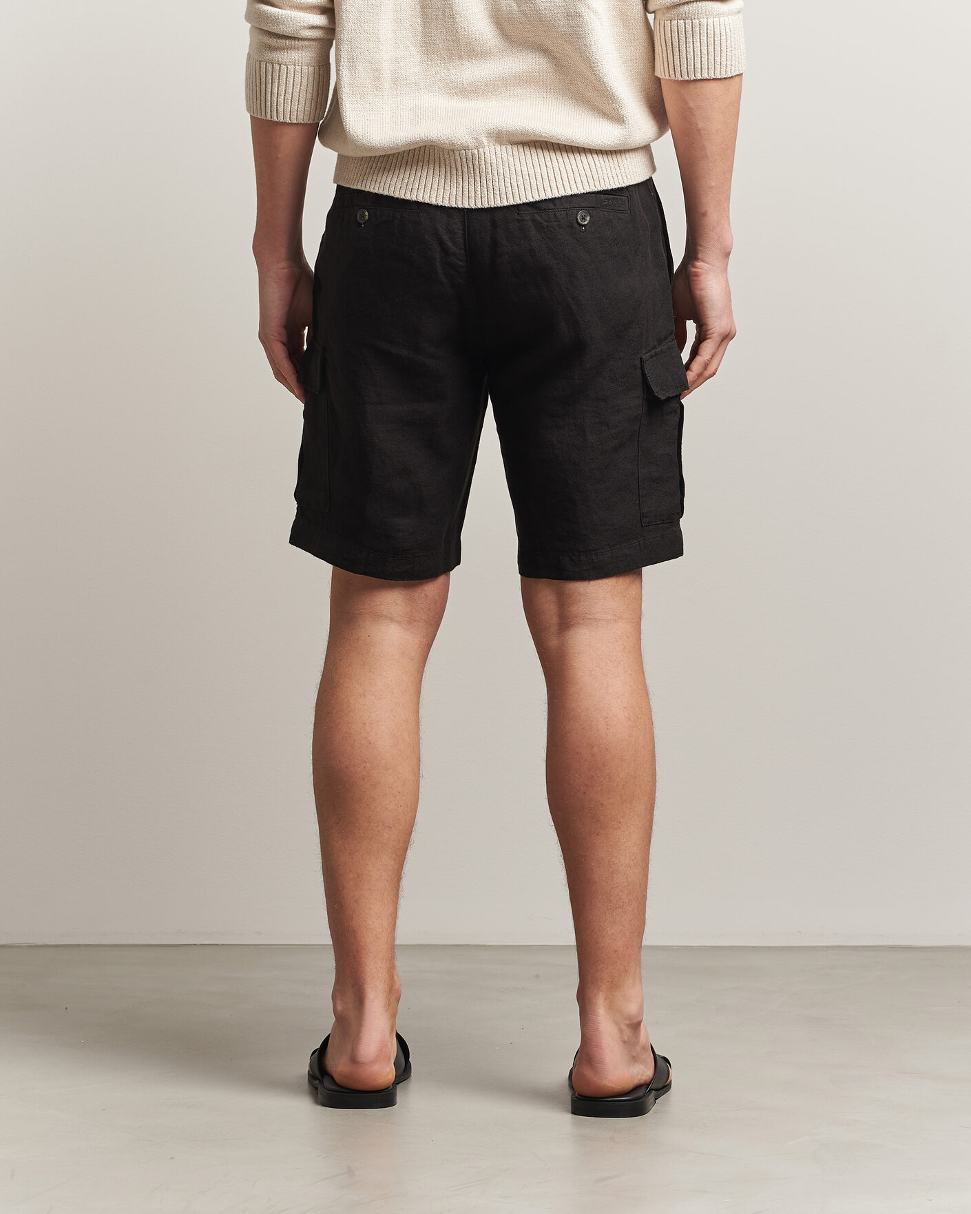 Herren | Shorts | Gant | Regular Fit Linen Cargo Shorts Ebony Black