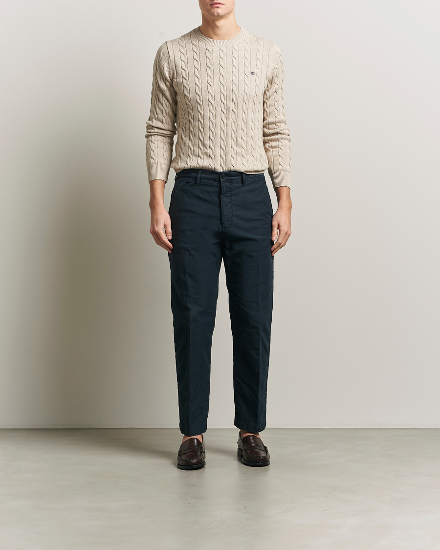 Herren | Pullover | Gant | Cotton Cable Crew Neck Pullover Oat Melange