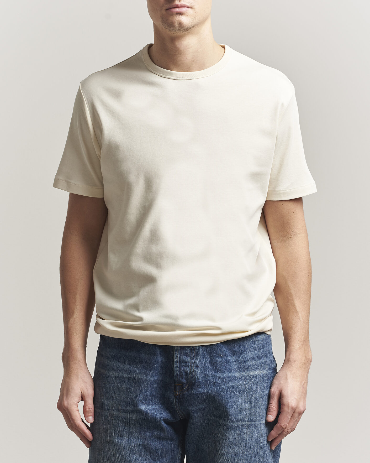 Herren | T-Shirts | GANT | Interlock Crew Neck T-Shirt Creamed White