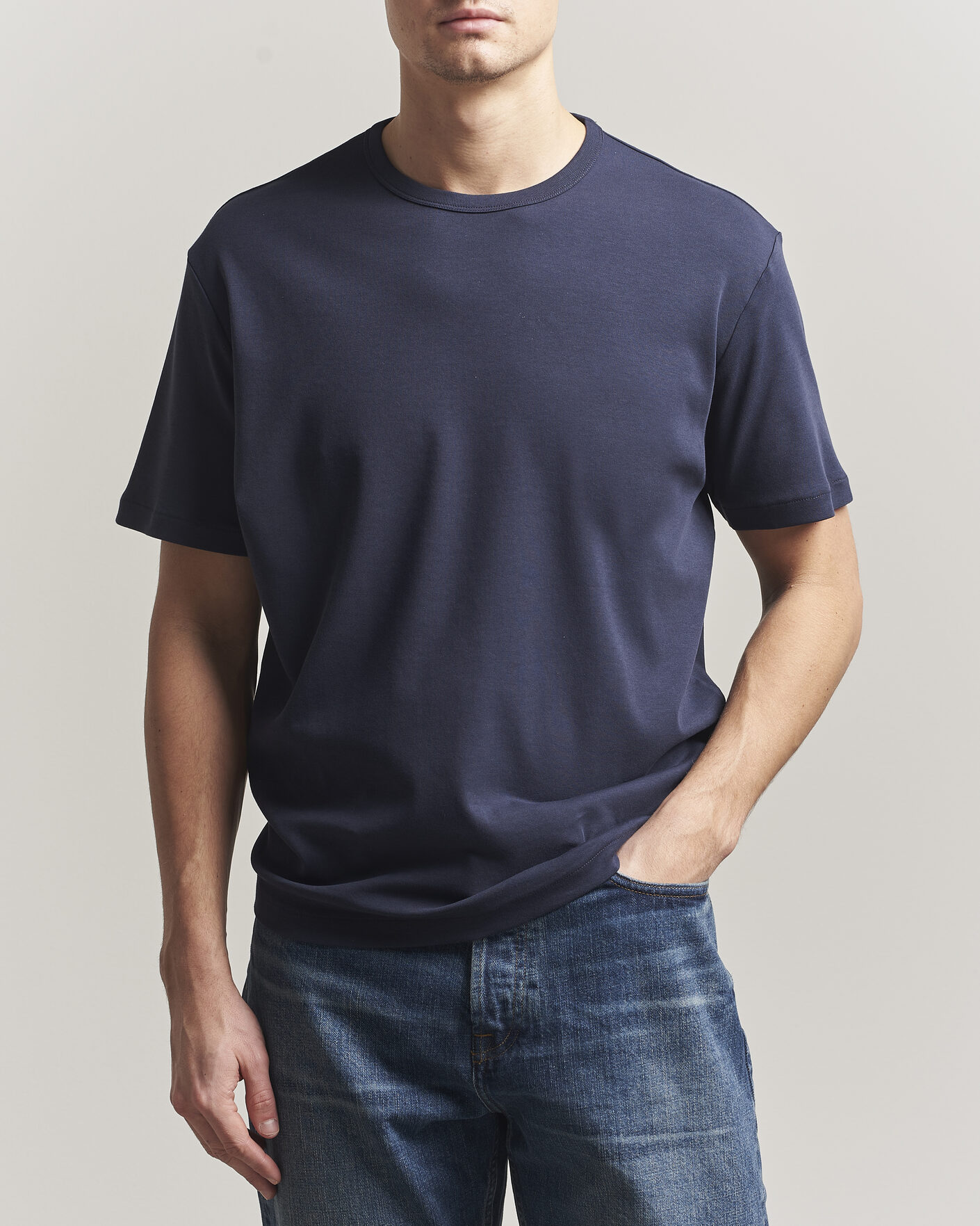 Herren | T-Shirts | GANT | Interlock Crew Neck T-Shirt Evening Blue