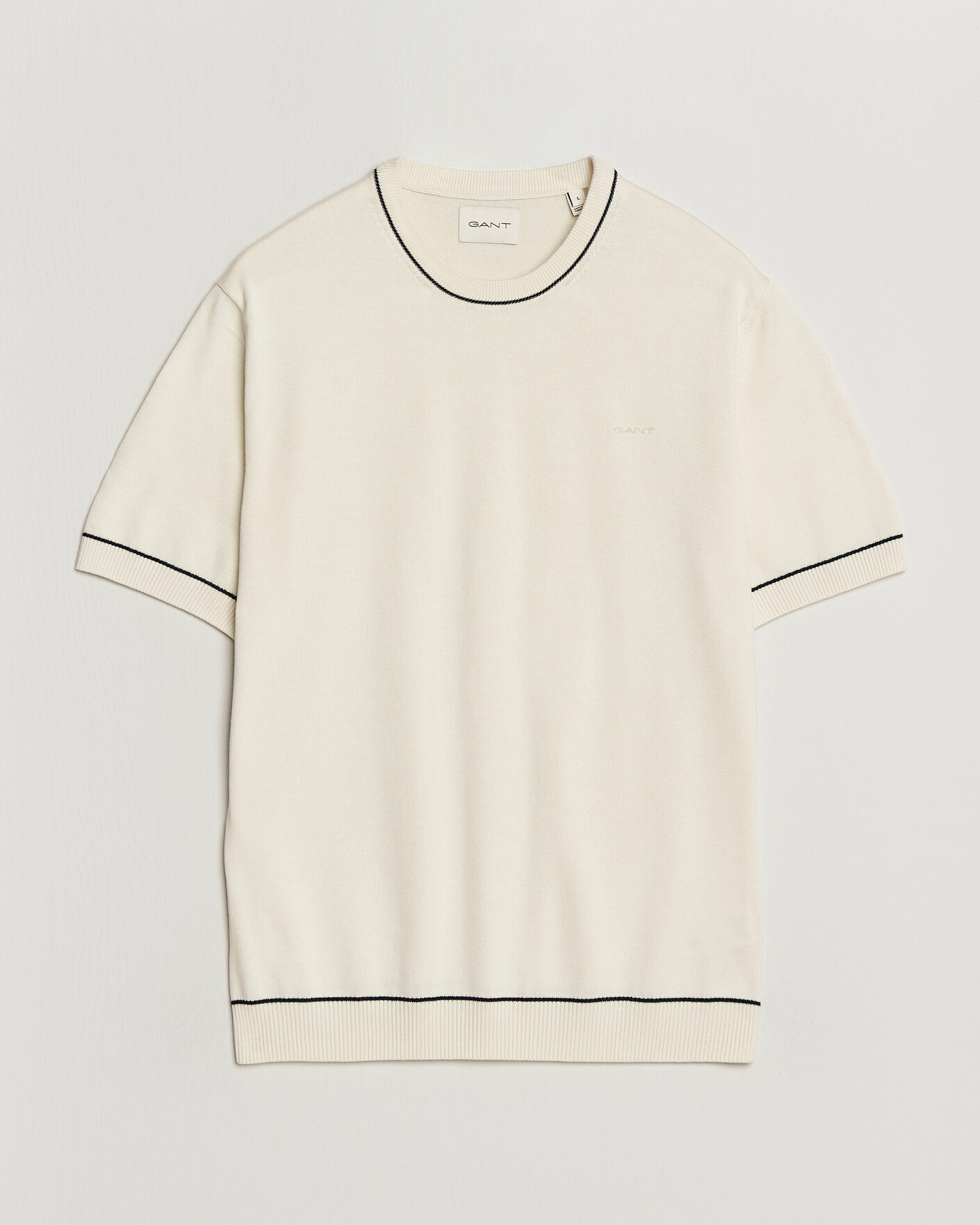 Herren | T-Shirts | Gant | Cotton/Model Knitted T-Shirt Cream