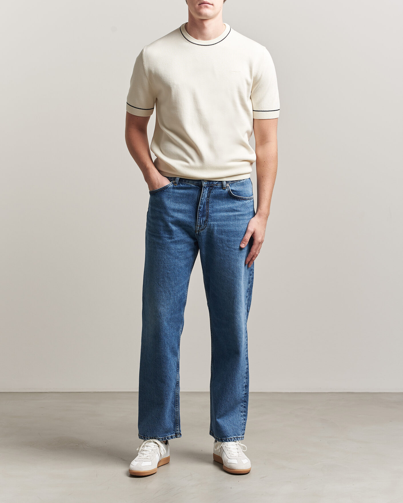 Herren | T-Shirts | Gant | Cotton/Model Knitted T-Shirt Cream