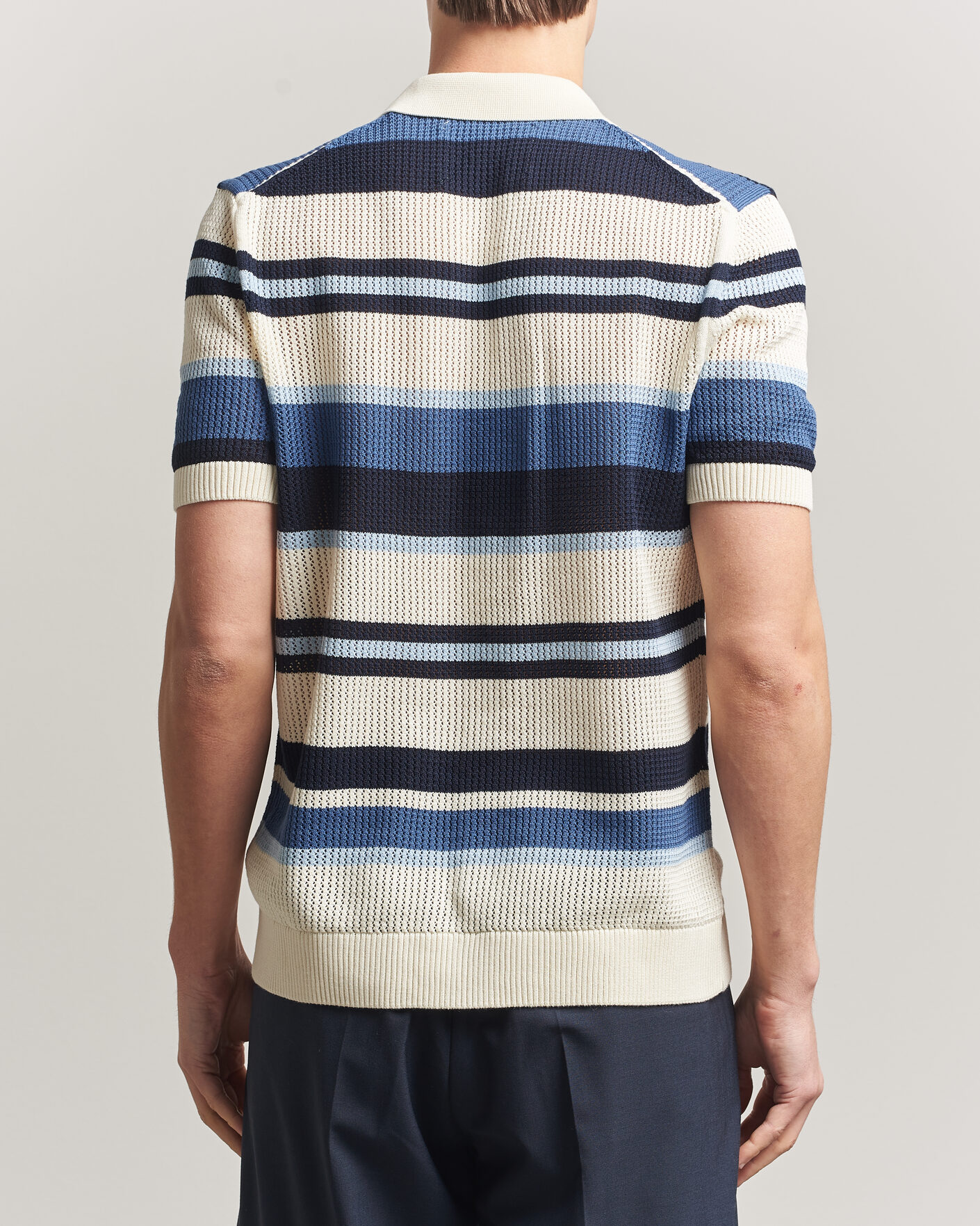 Herren | Hemden | GANT | Striped Knitted Short Sleeve Shirt Vintage Blue