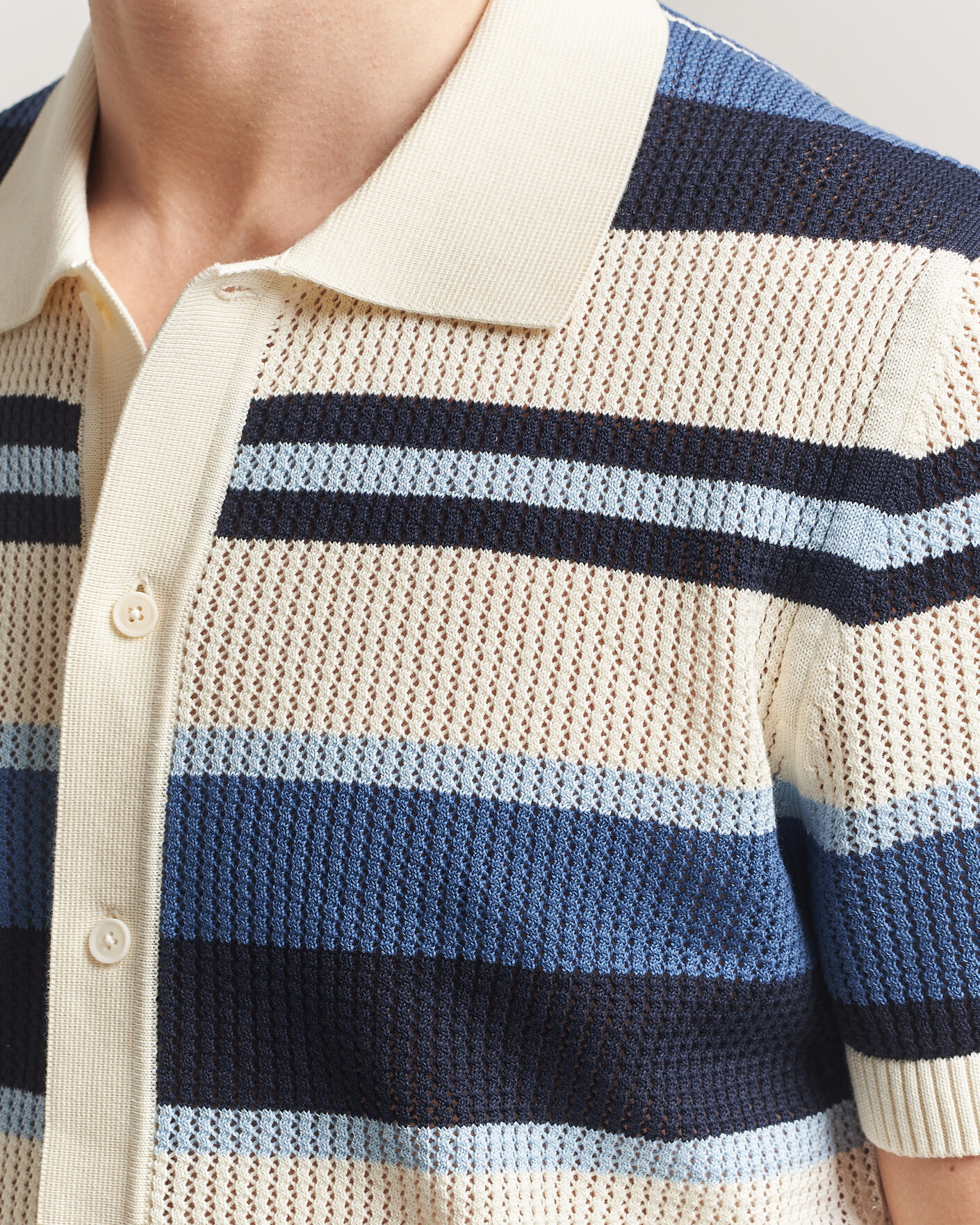 Herren | Hemden | Gant | Striped Knitted Short Sleeve Shirt Vintage Blue