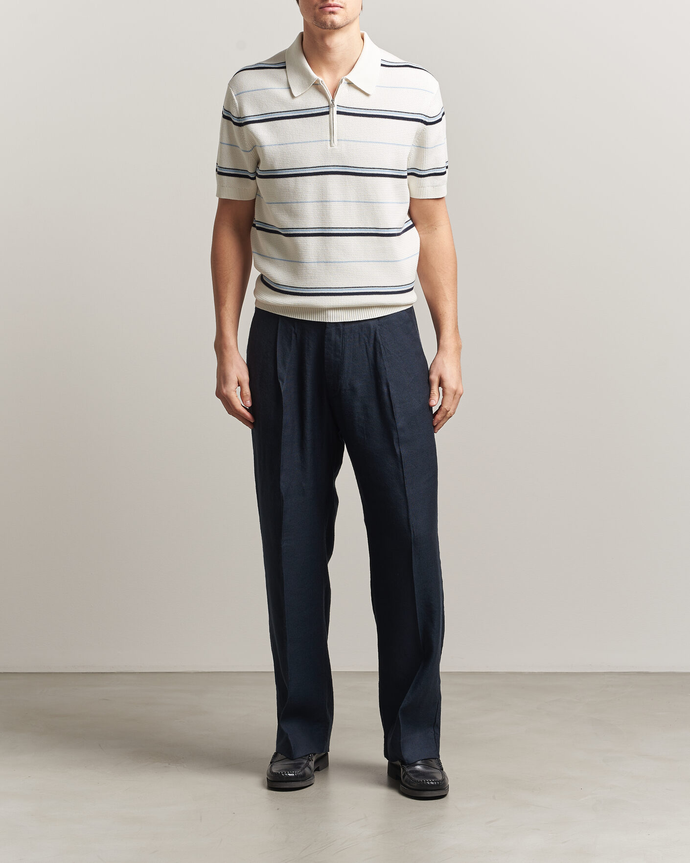 Herren | Poloshirts | GANT | Striped Knitted Polo Eggshell
