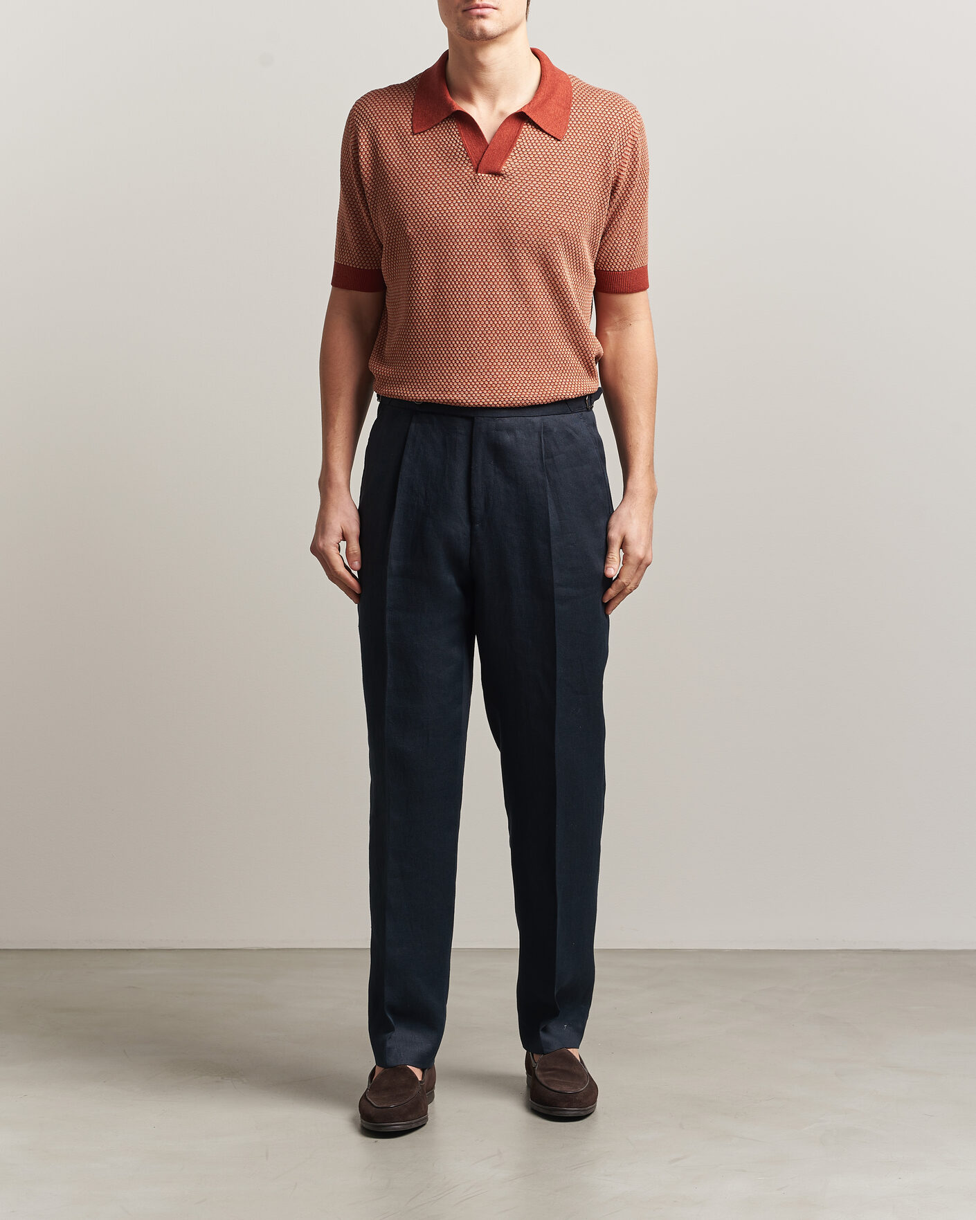 Herren | Poloshirts | Piacenza Cashmere | Silk/Linen Honeycomb Knitted Polo Red