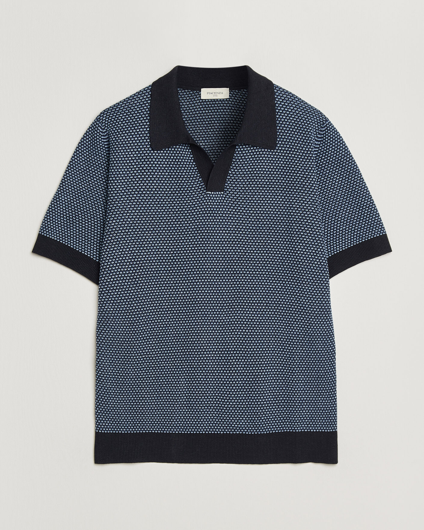 Herren | Poloshirts | Piacenza Cashmere | Silk/Linen Honeycomb Knitted Polo Navy