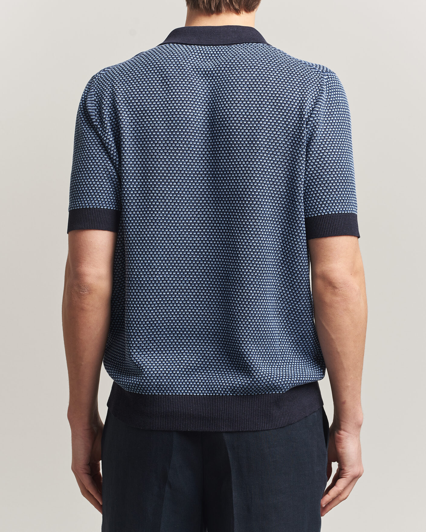 Herren | Poloshirts | Piacenza Cashmere | Silk/Linen Honeycomb Knitted Polo Navy