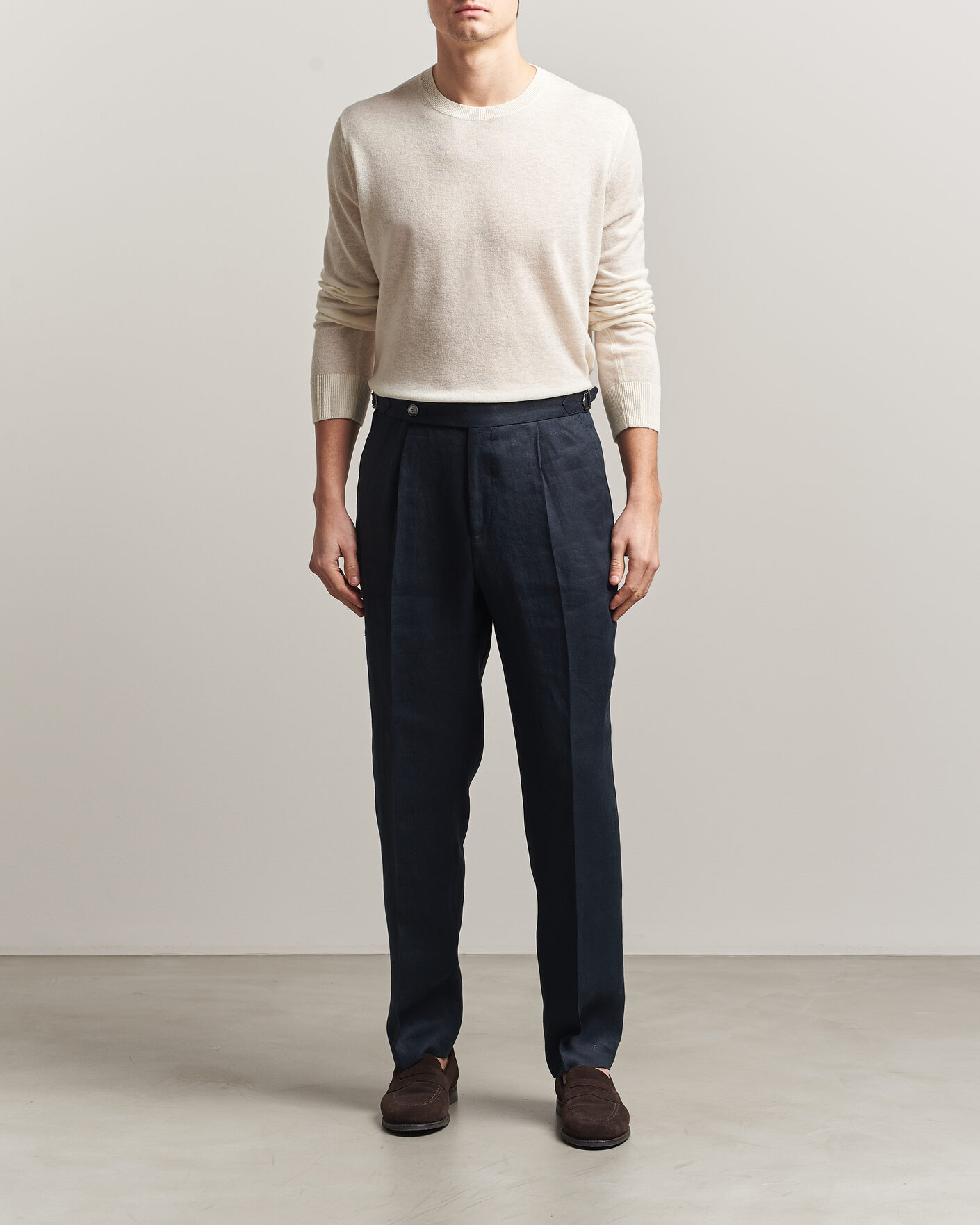 Herren | Pullover | Piacenza Cashmere | Soft Silk/Cashmere Crew Neck  Off White