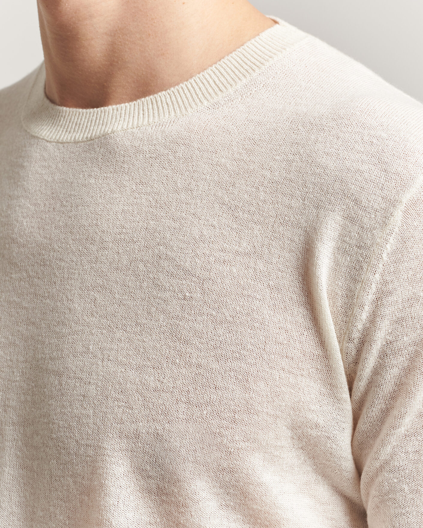 Herren | Pullover | Piacenza Cashmere | Soft Silk/Cashmere Crew Neck  Off White