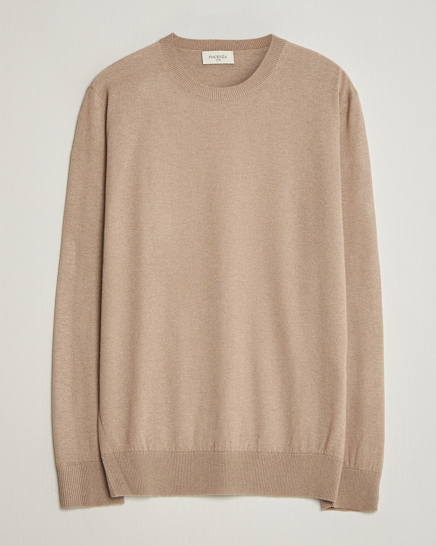 Herren | Pullover | Piacenza Cashmere | Soft Silk/Cashmere Crew Neck Beige