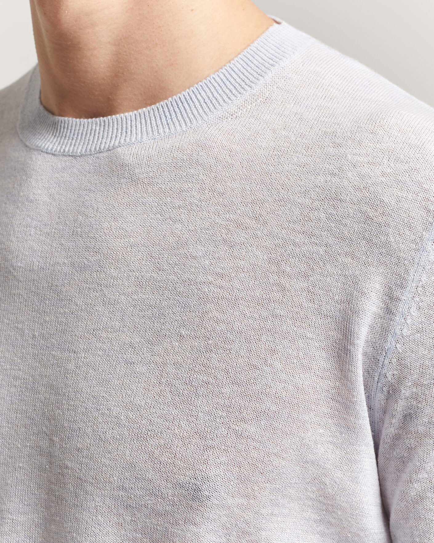 Herren | Pullover | Piacenza Cashmere | Soft Silk/Cashmere Crew Neck  Sky Blue
